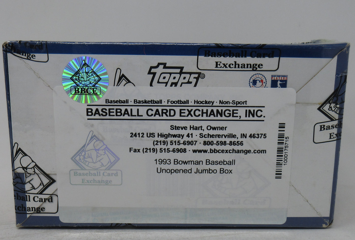 1993 Bowman Baseball Unopened Jumbo Box (BBCE)