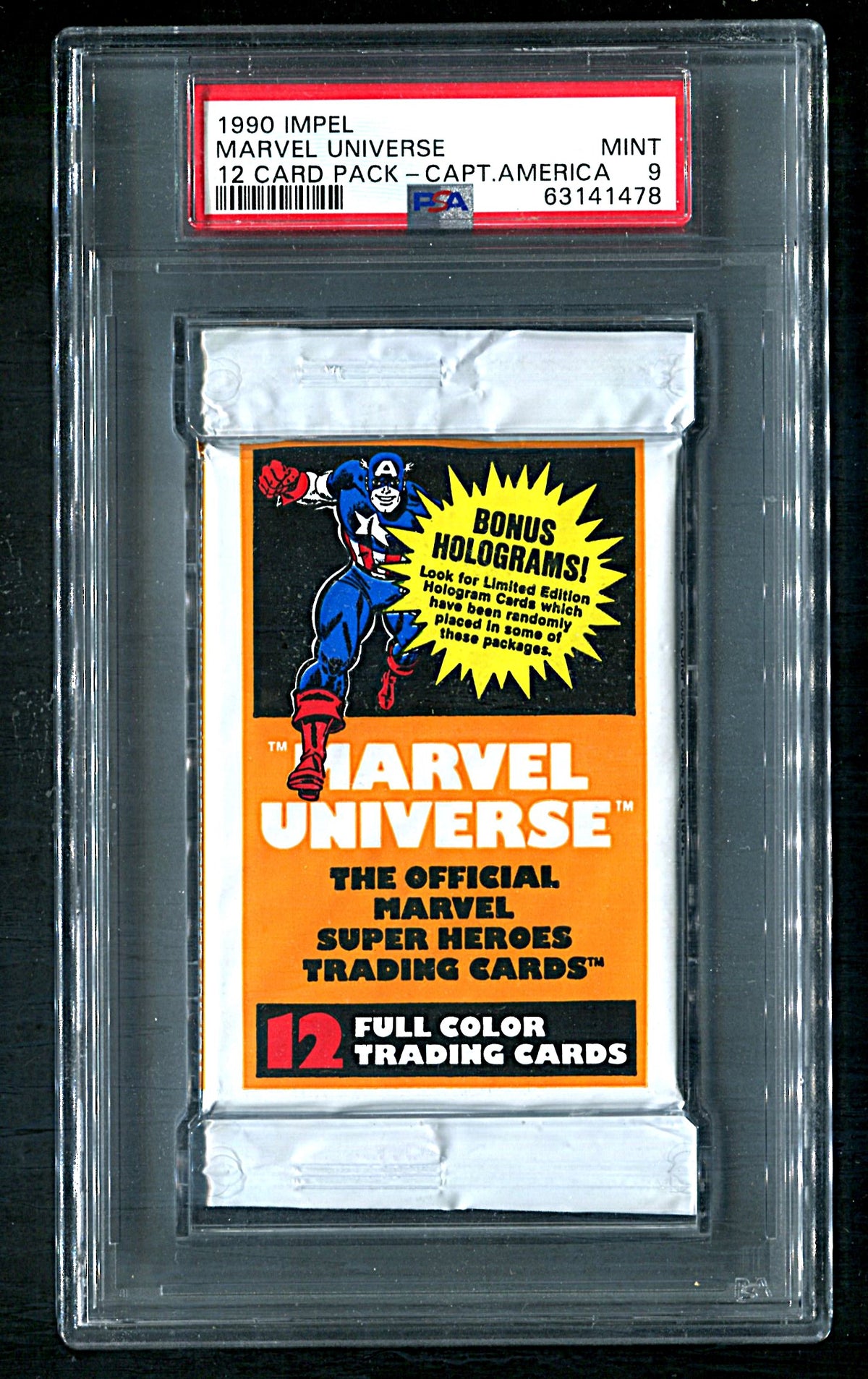 1990 Impel Marvel Universe Unopened Series 1 Pack Captain America PSA 9 *1478