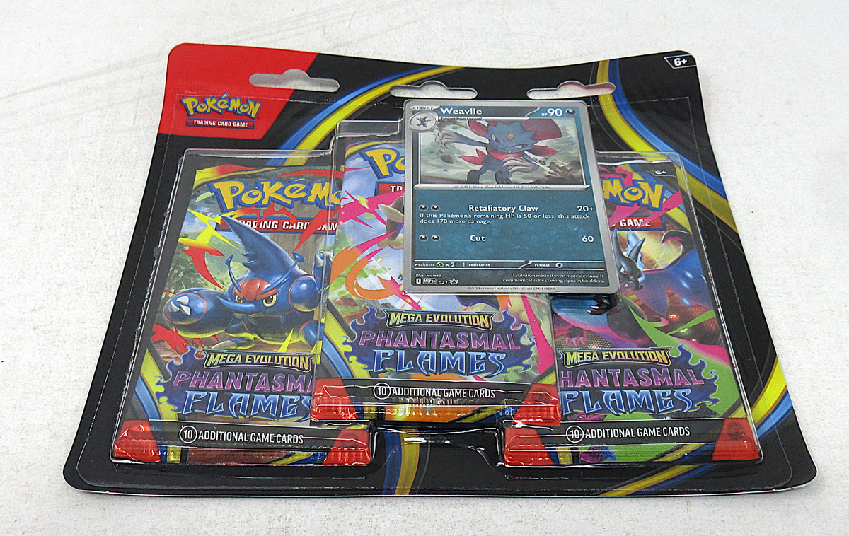 Pokemon Mega Evolution Phantasmal Flames Blister Pack (3 Packs) (Weavile) (10-10187-122)