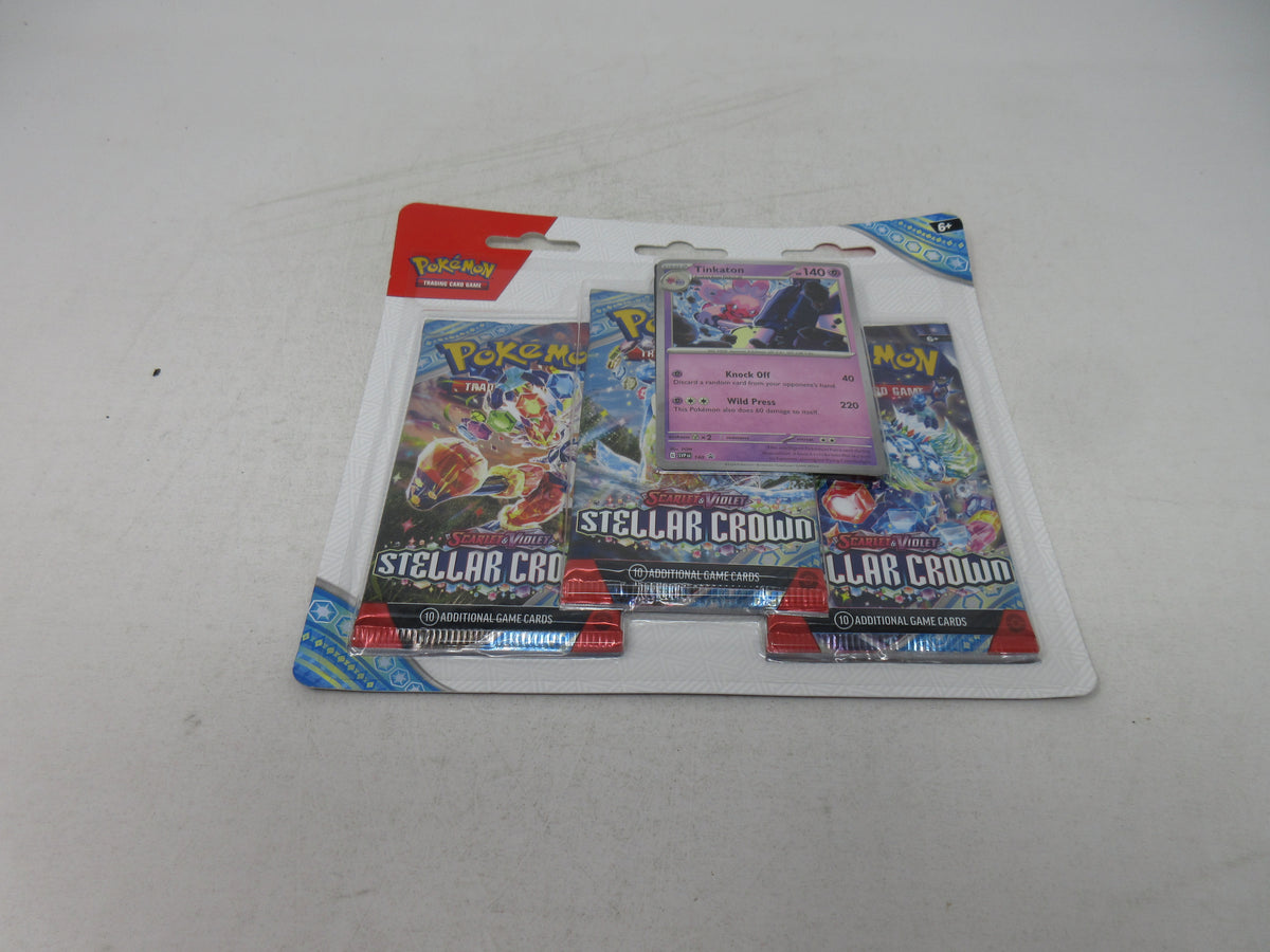 Pokemon Scarlet & Violet Stellar Crown Blister Pack (3 Packs) (Tinkaton) (190-41305)