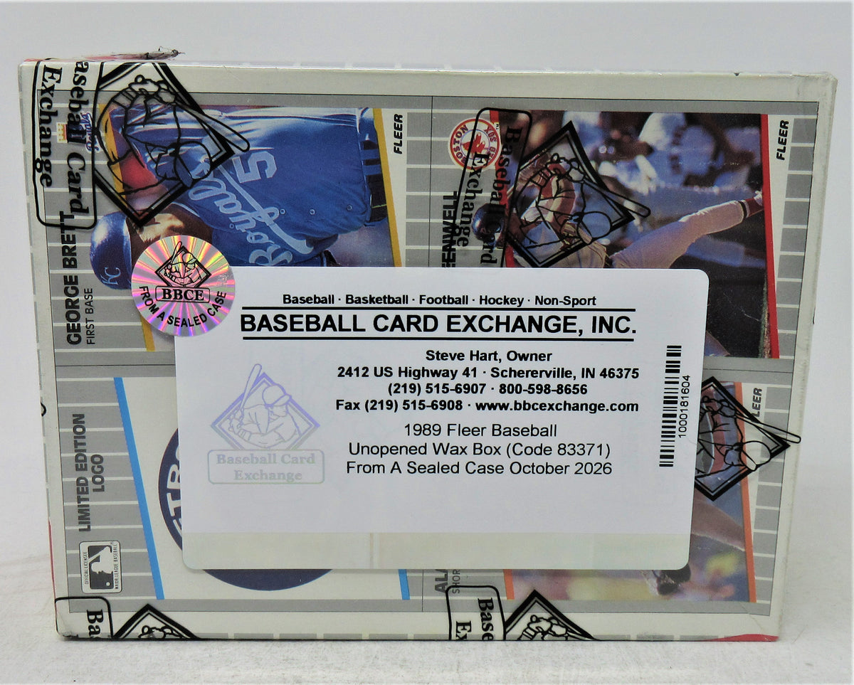 1989 Fleer Baseball Unopened Wax Box (FASC) (Code 83371)