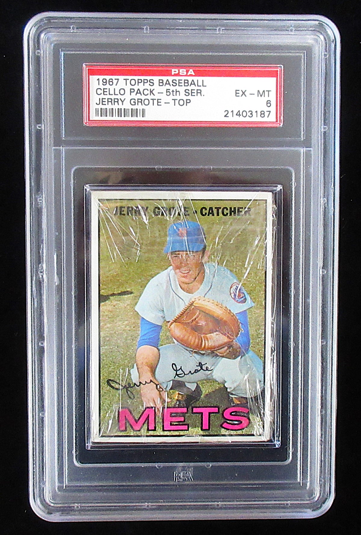 1967 Topps Baseball Unopened 5th Series Cello Pack (Grote Top) PSA 6 *3187