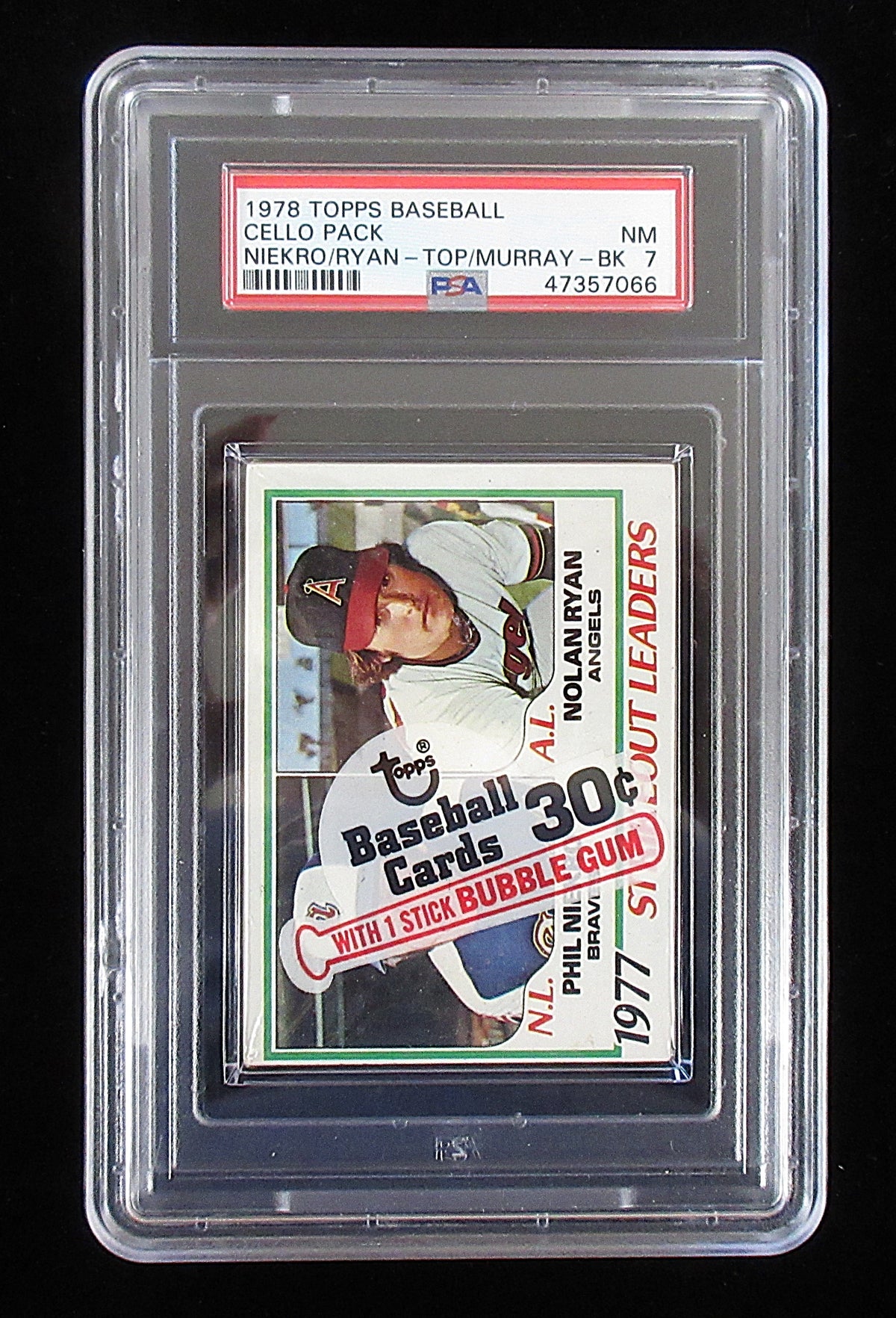 1978 Topps Baseball Unopened Cello Pack (Ryan SO Leaders Top / Murray RC Back) PSA 7 *7066