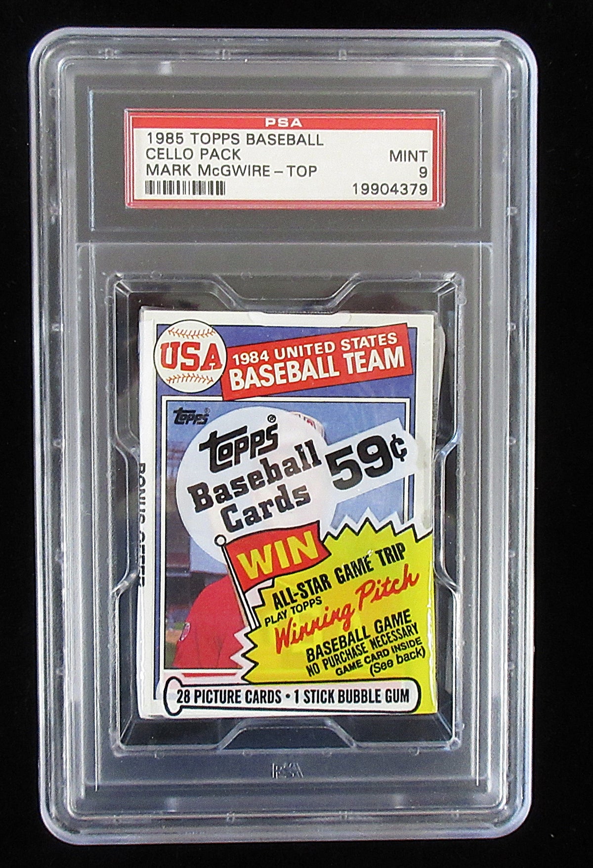 1985 Topps Baseball Unopened Cello Pack (McGwire RC Top) PSA 9 *4379