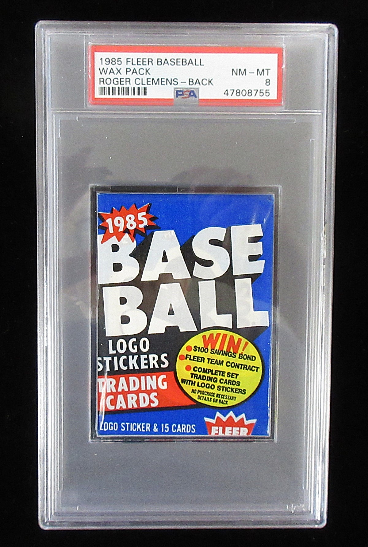 1985 Fleer Baseball Unopened Wax Pack (Clemens RC Back) PSA 8 *8755