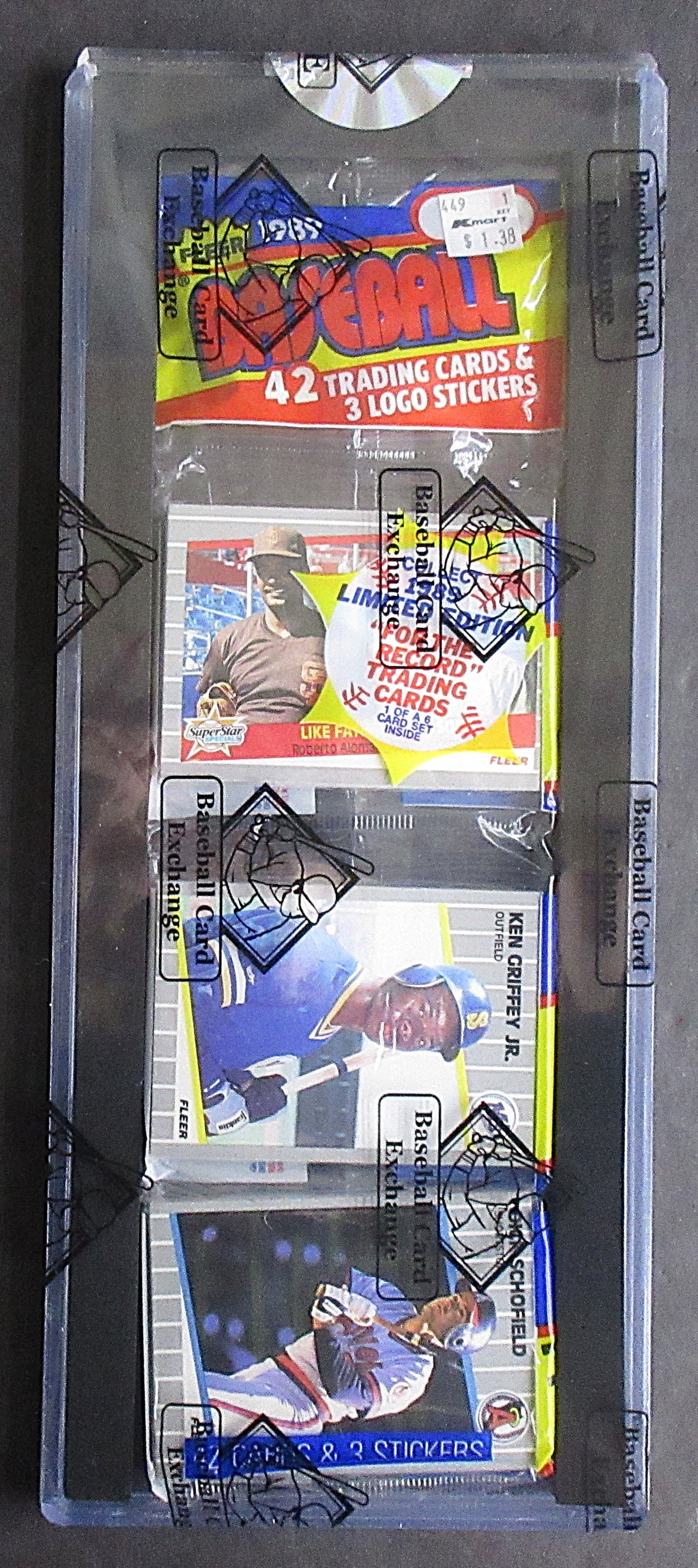 1989 Fleer Baseball Unopened Rack Pack (Ken Griffey Jr. RC Top) (BBCE ...
