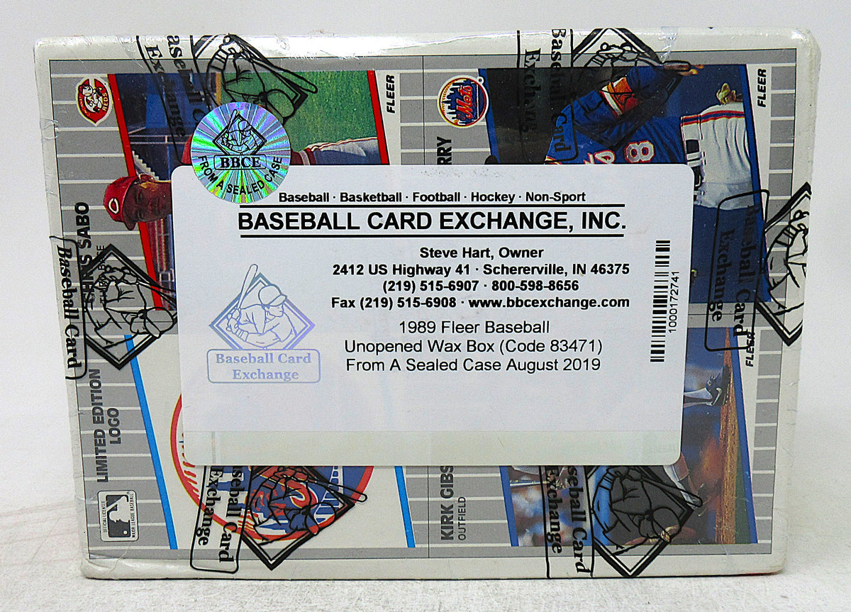 1989 Fleer Baseball Unopened Wax Box (FASC) (Code 83471)