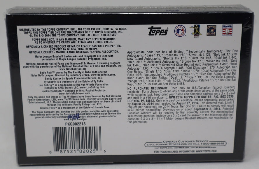 2014 Topps Tier One Baseball Box (Hobby) (1/3)