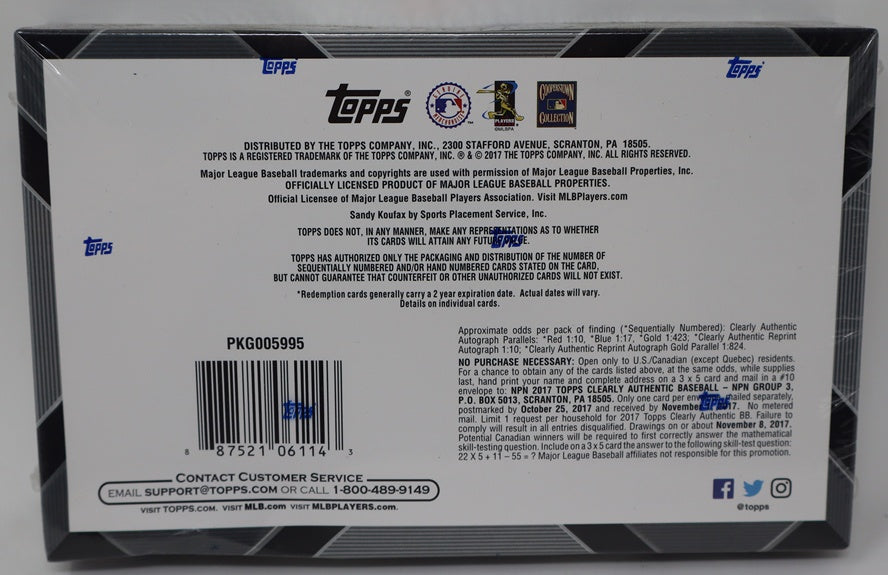 2017 Topps Clearly Authentic Baseball Box (Hobby) (1)