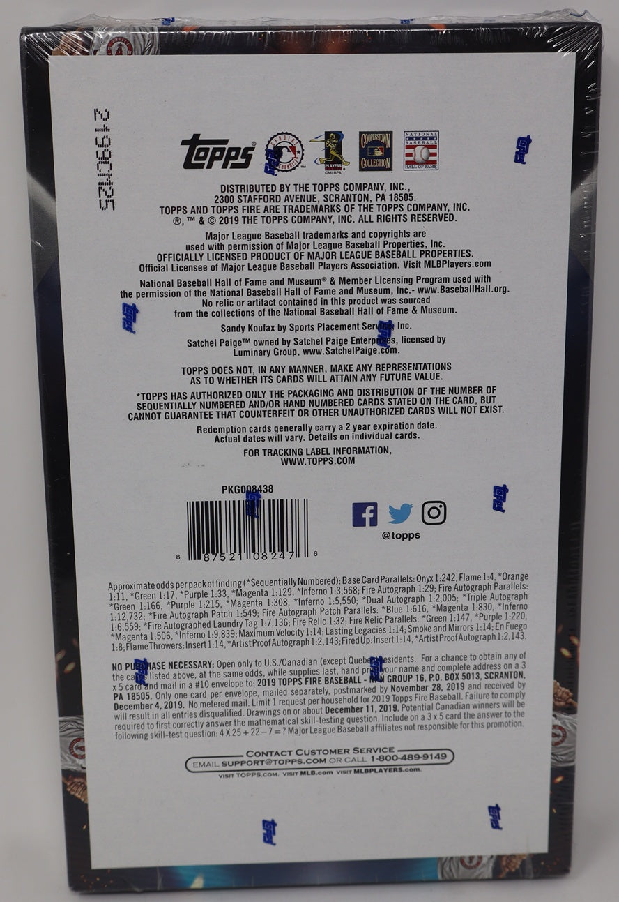 2019 Topps Fire Baseball Box (Pre-Priced) (20/6)