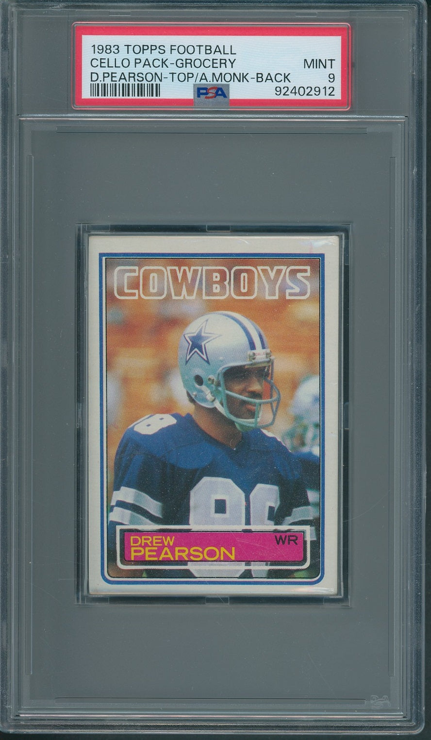 1983 Topps Football Unopened Grocery Cello Pack PSA 9 Pearson Top Monk Back *2912