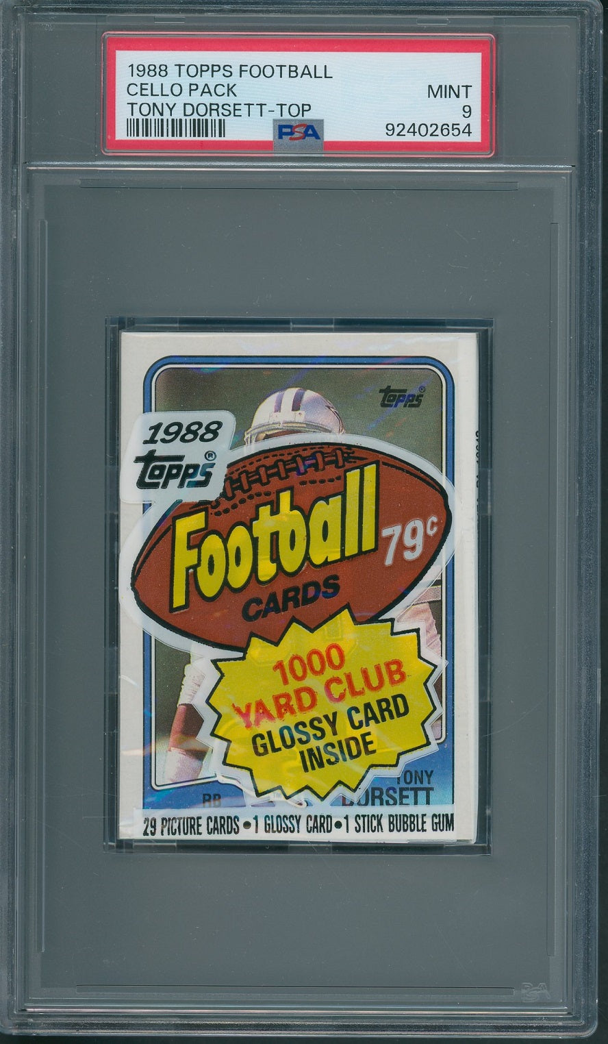 1988 Topps Football Unopened Cello Pack PSA 9 Dorsett Top *2654