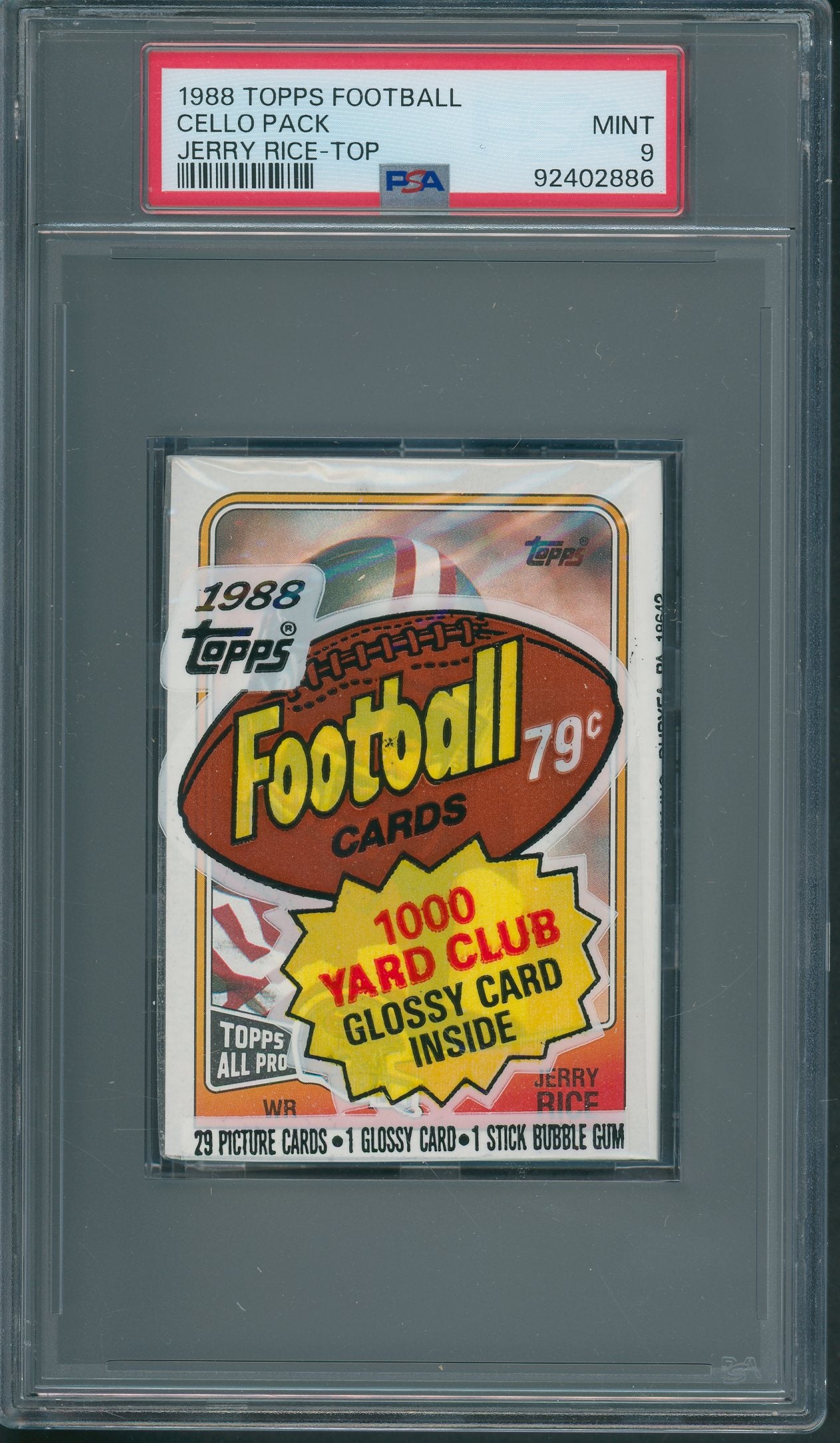 1988 Topps Football Unopened Cello Pack PSA 9 Rice Top *2886