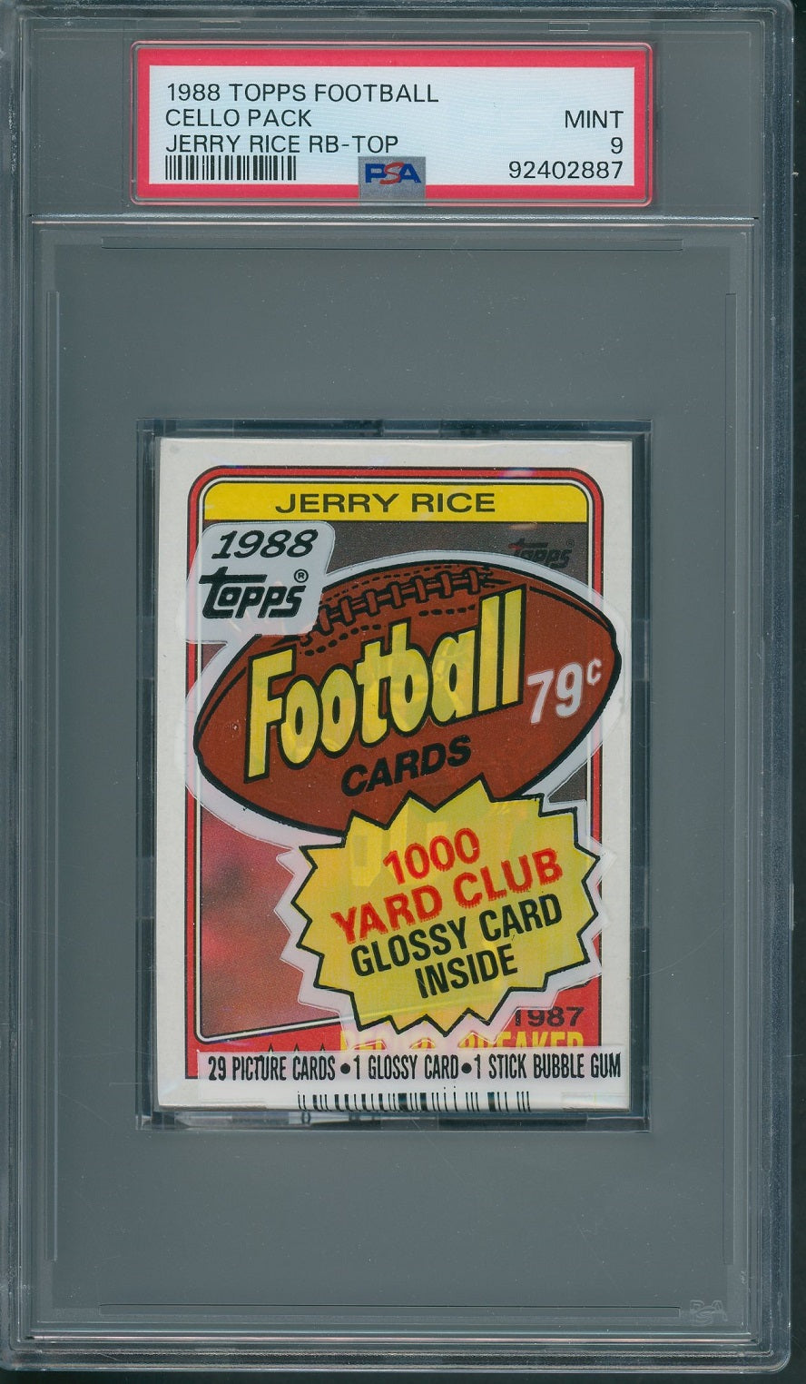 1988 Topps Football Unopened Cello Pack PSA 9 Rice RB Top *2887