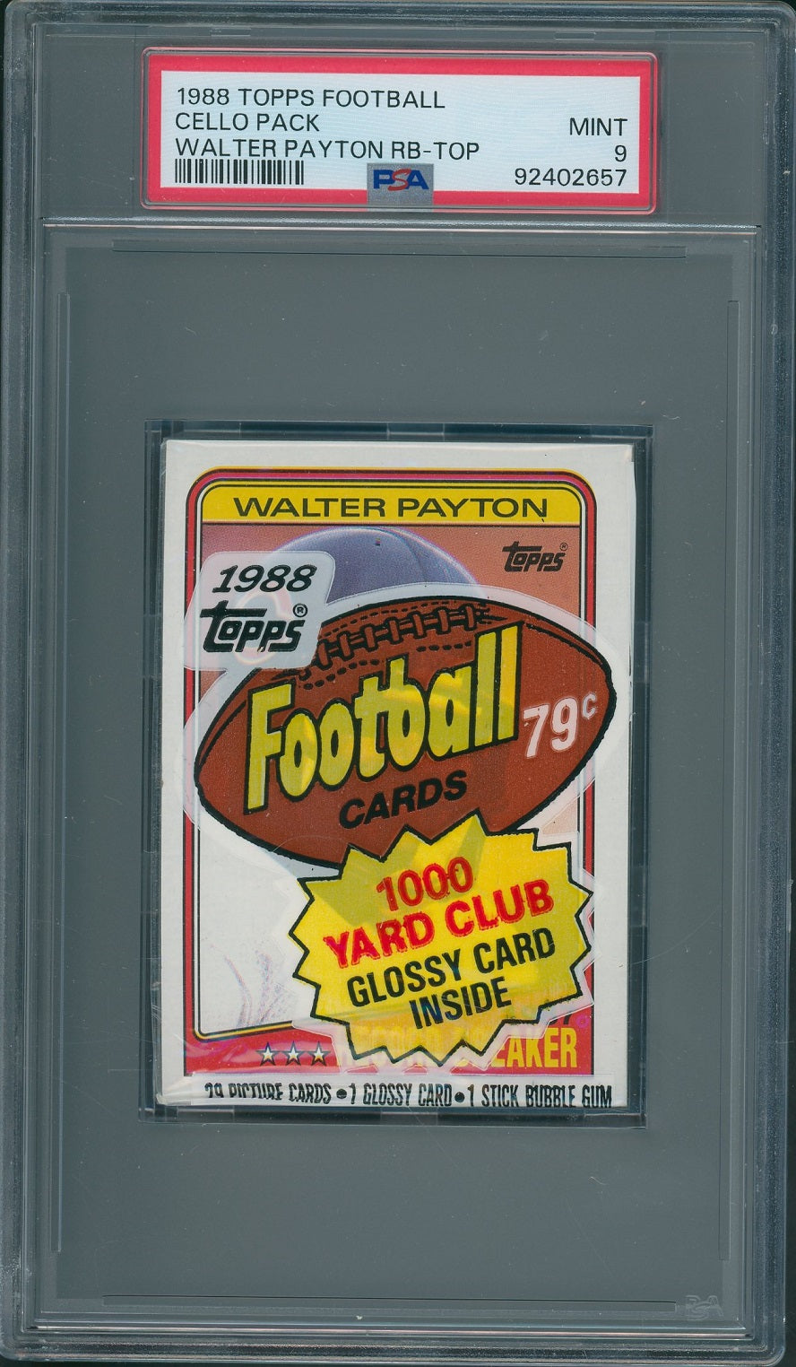 1988 Topps Football Unopened Cello Pack PSA 9 Payton RB Top *2657