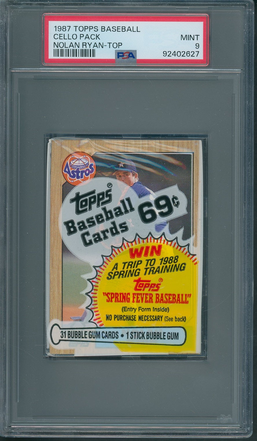 1987 Topps Baseball Unopened Cello Pack PSA 9 Ryan Top *2627