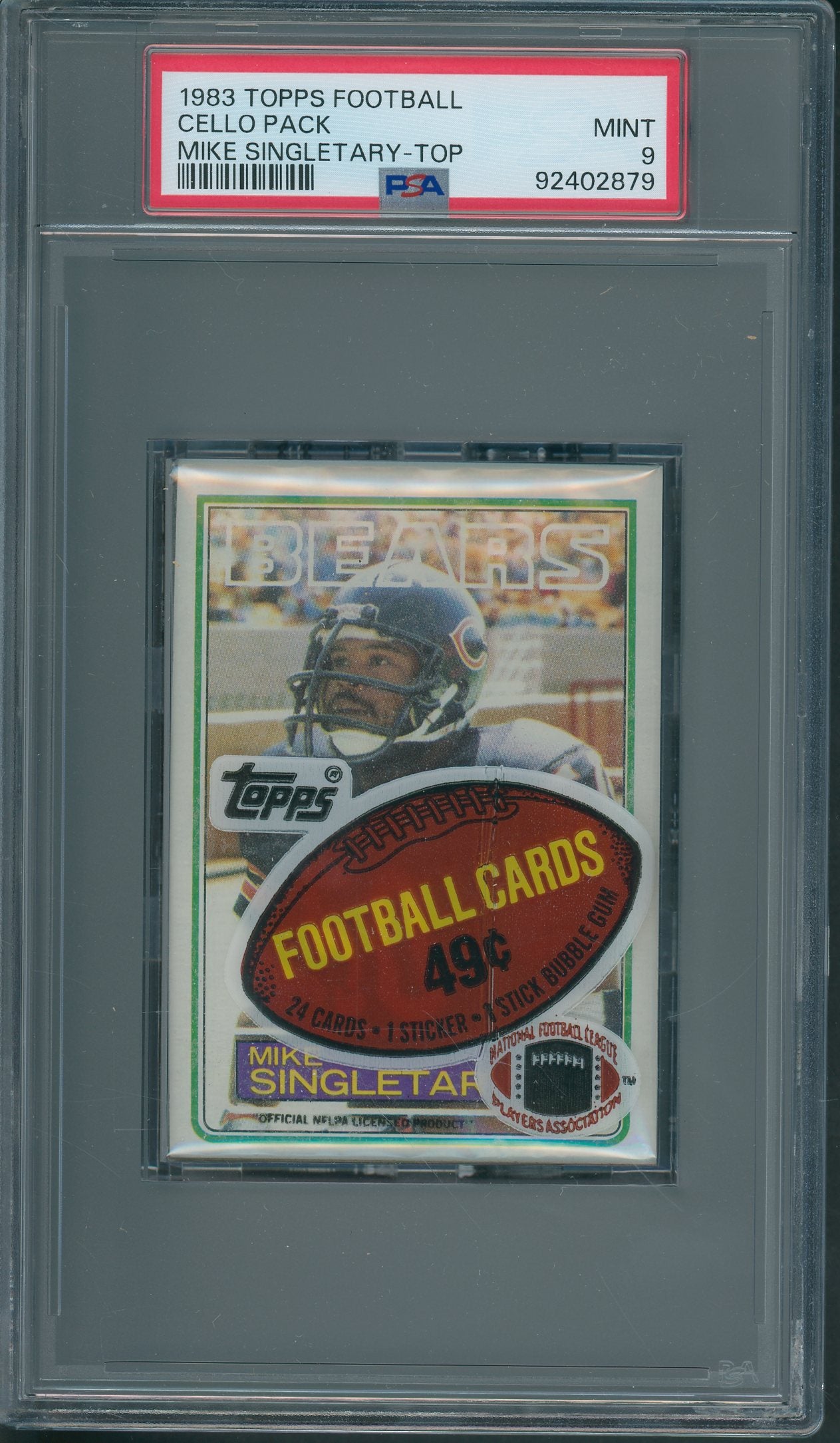 1983 Topps Football Unopened Cello Pack PSA 9 Singletary Top *2879