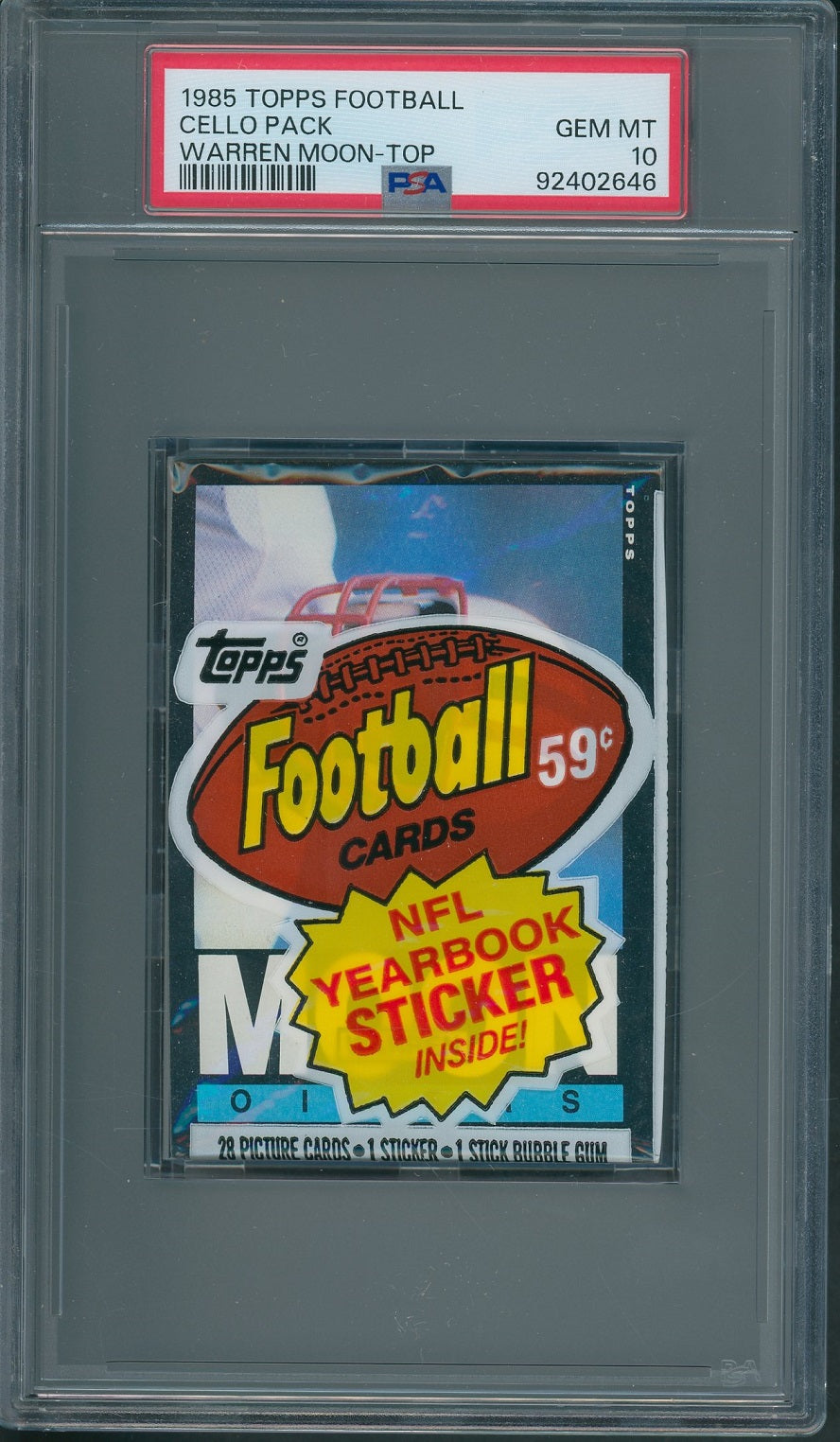 1985 Topps Football Unopened Cello Pack PSA 10 Moon Top *2646