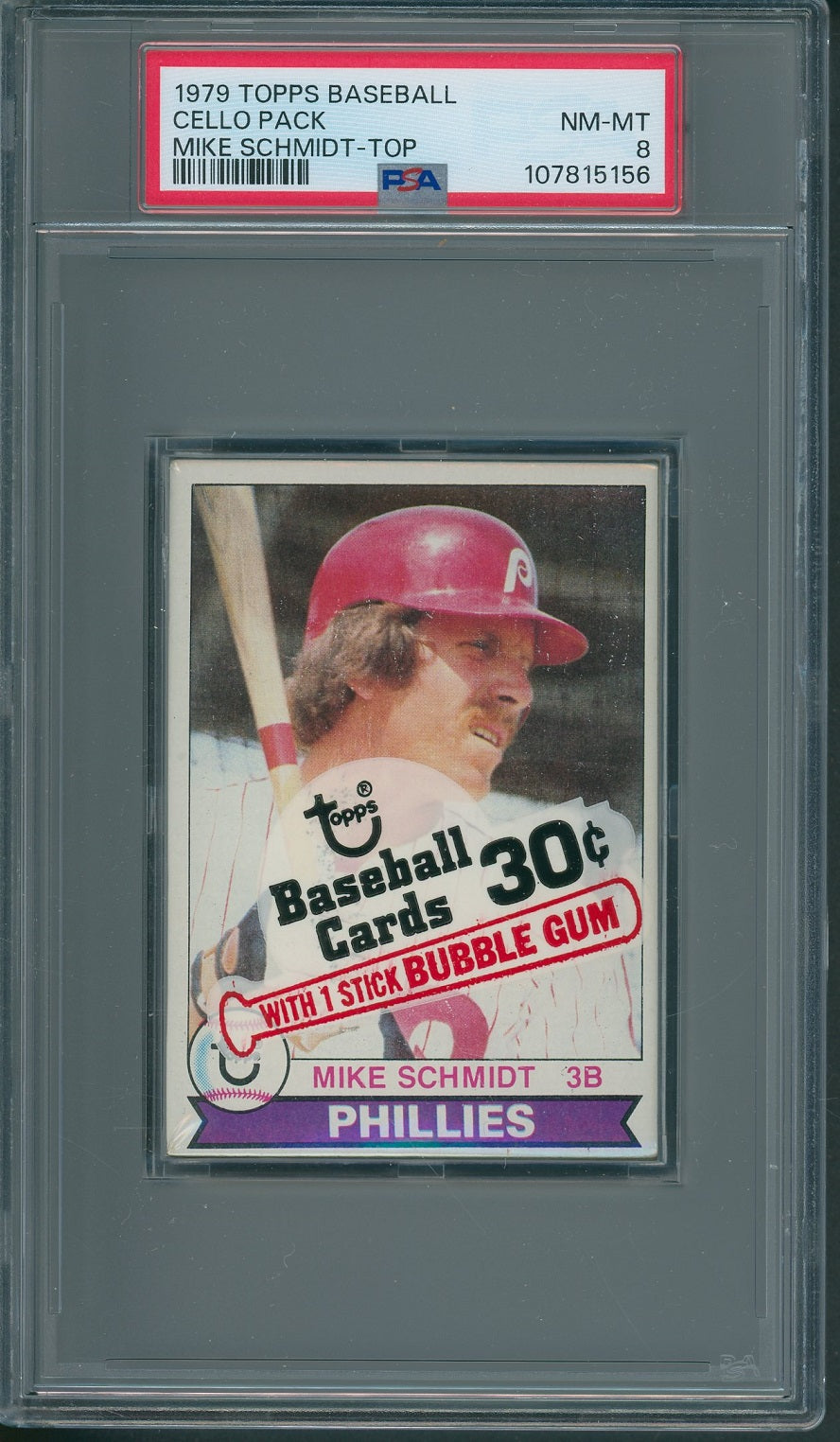 1979 Topps Baseball Unopened Cello Pack PSA 8 Schmidt Top *5156