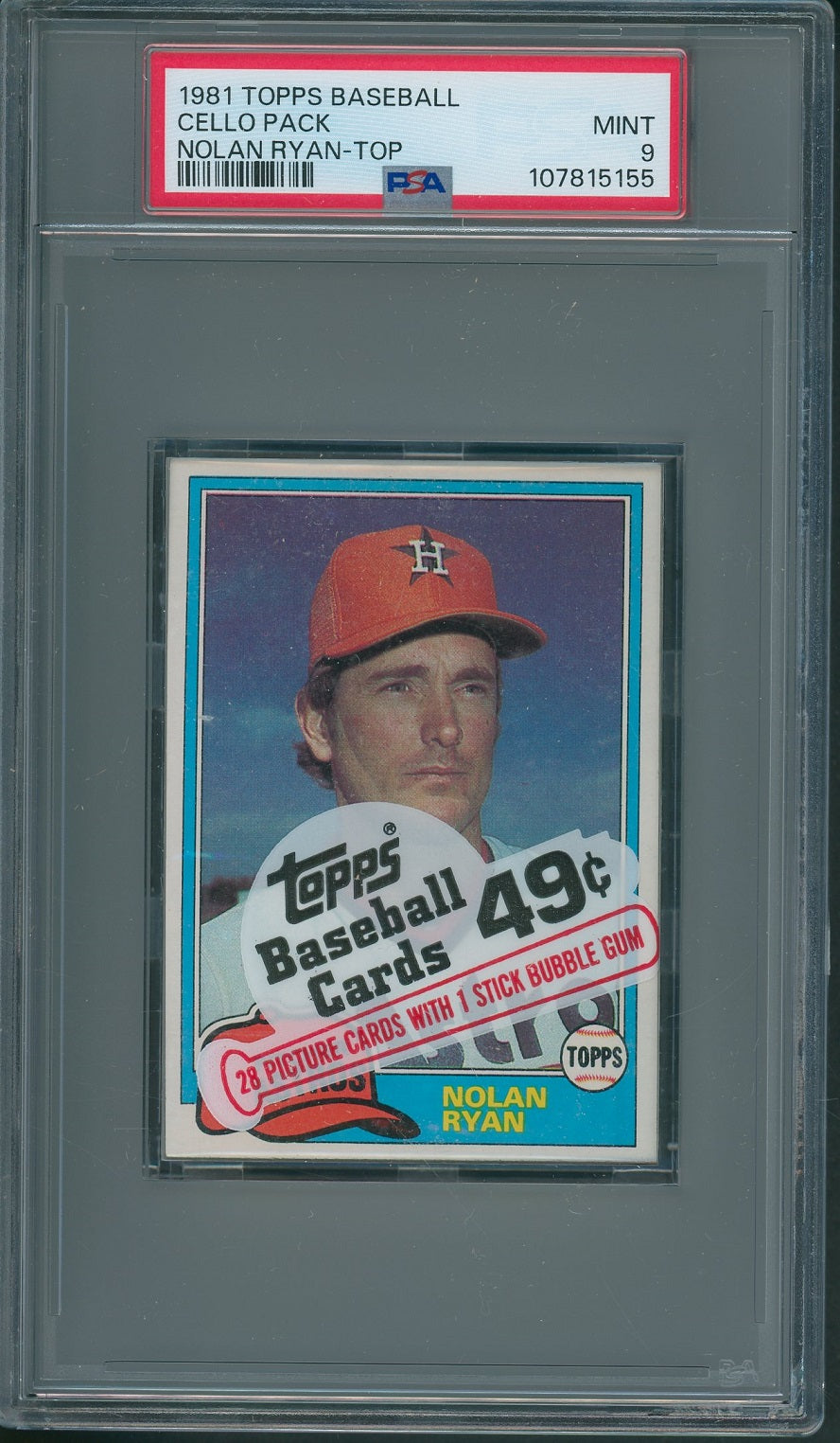 1981 Topps Baseball Unopened Cello Pack PSA 9 Ryan Top *5155