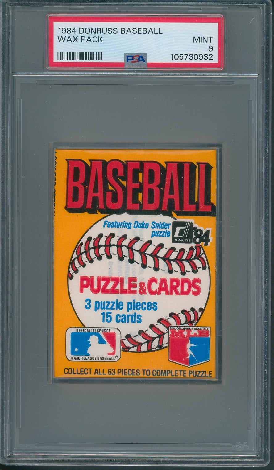 1984 Donruss Baseball Unopened Wax Pack PSA 9