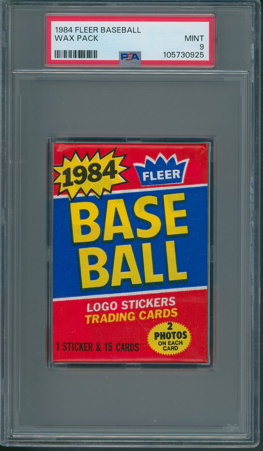 1984 Fleer Baseball Unopened Wax Pack PSA 9