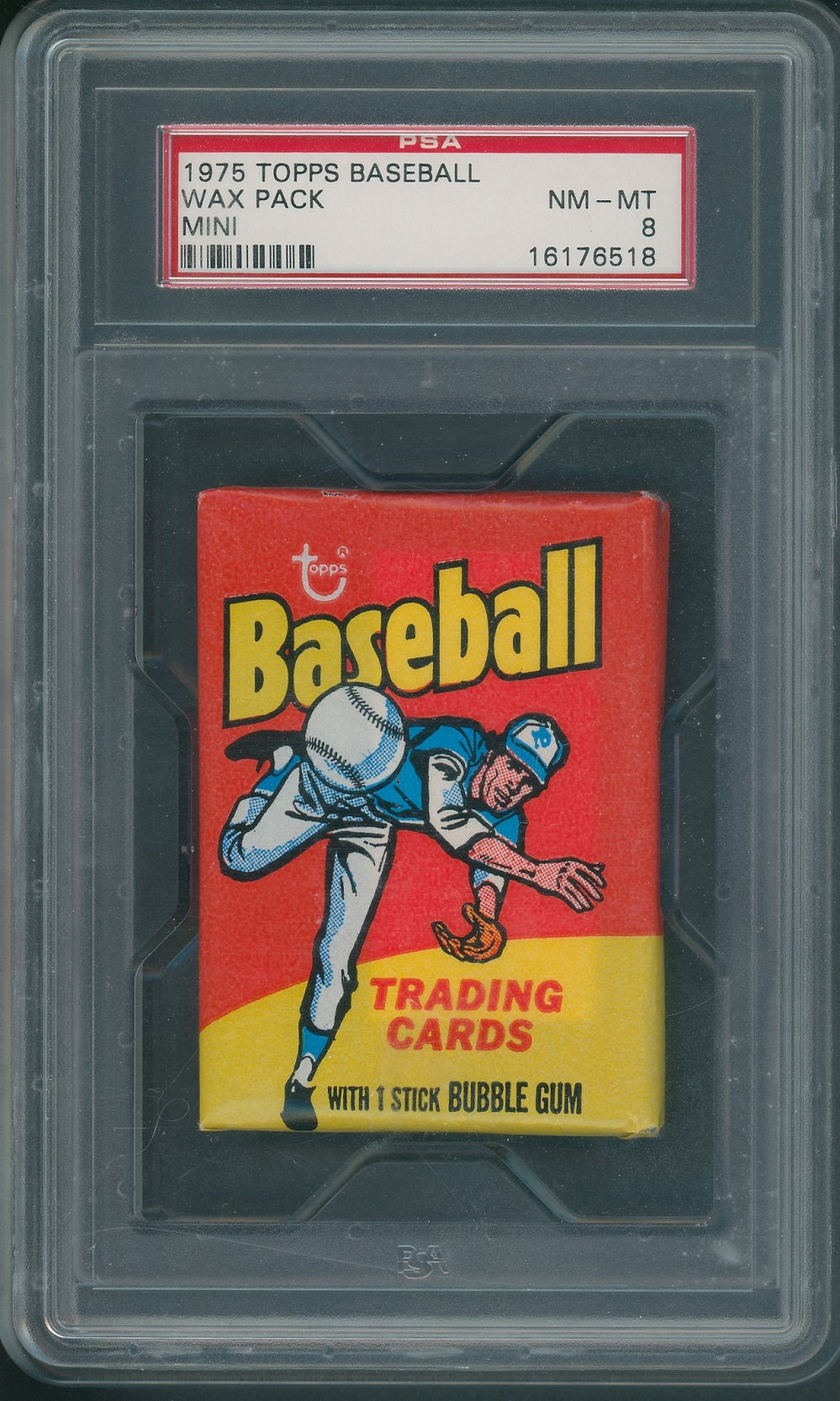 1975 Topps Baseball Mini Unopened Wax Pack PSA 8 *6518 (Read)