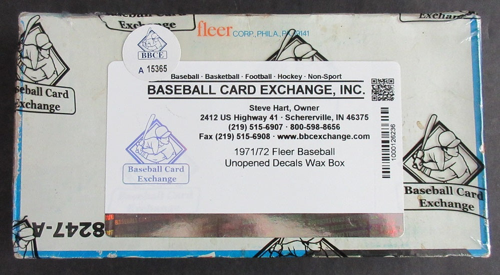 1971 1972 Fleer Baseball Decals Unopened Wax Box (BBCE) (A15365) (Please Read)