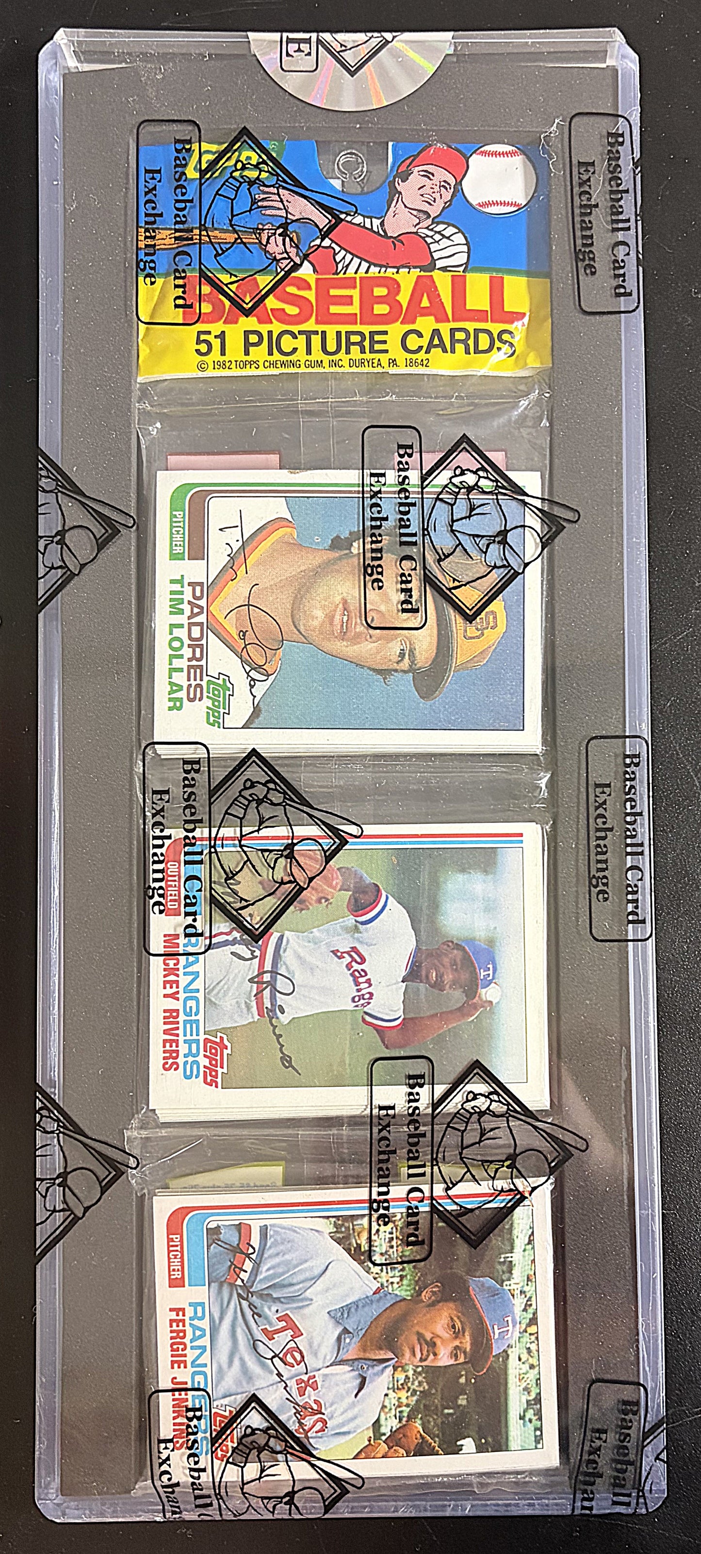 1982 Topps Baseball Unopened Rack Pack (Fergie Jenkins Top) (BBCE) (27351)