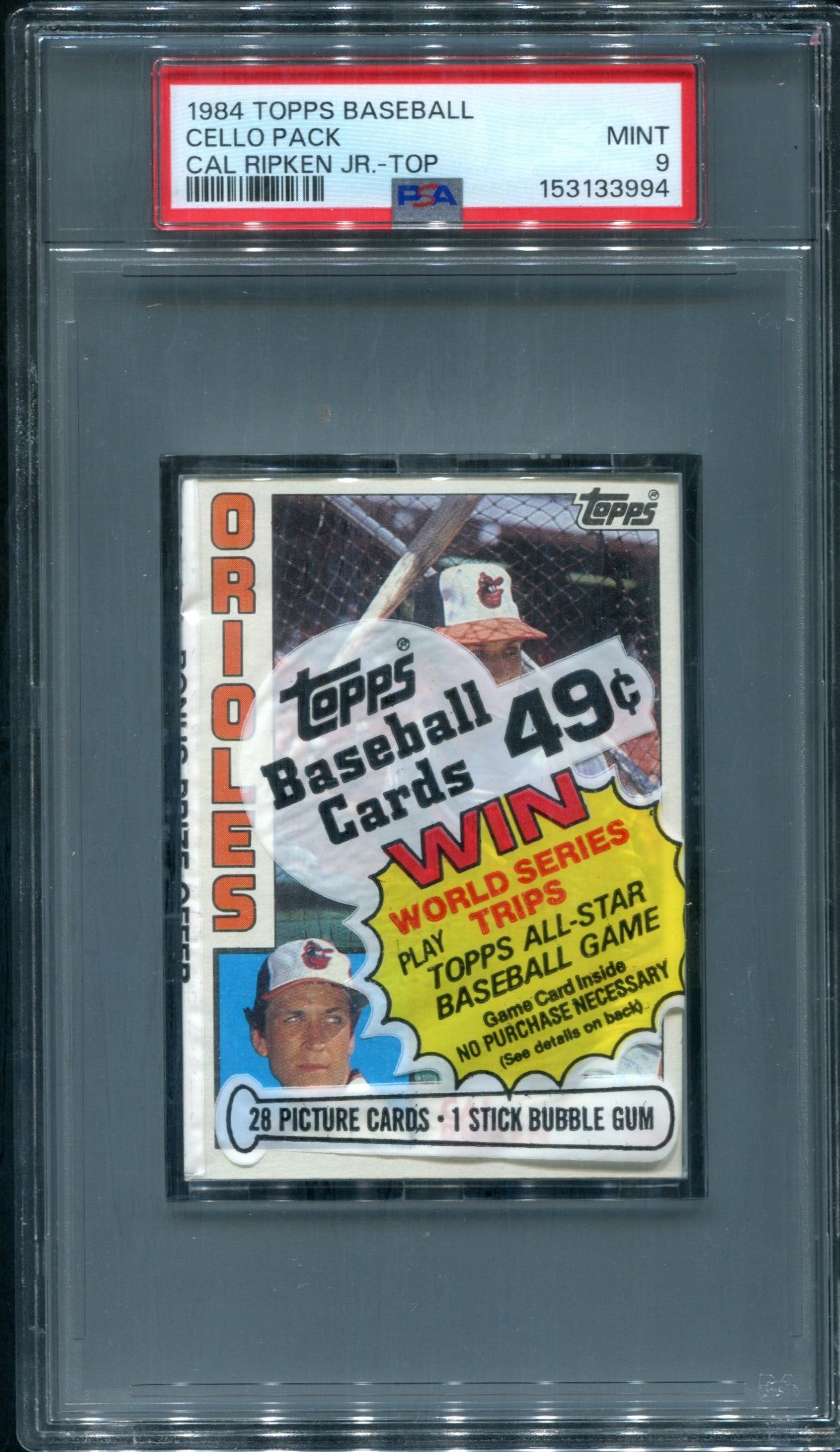 1984 Topps Baseball Unopened Cello Pack PSA 9 Cal Ripken Jr. Top *3994