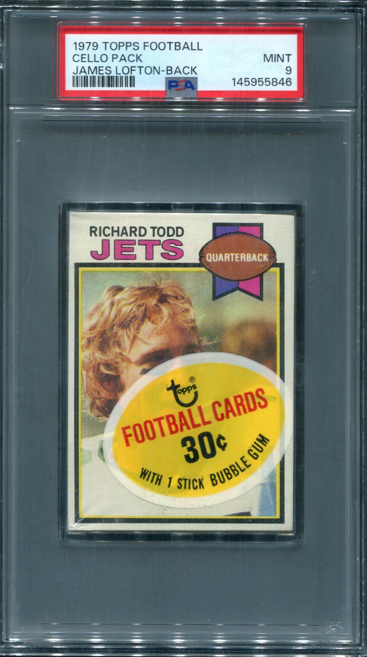 1979 Topps Football Unopened Cello Pack PSA 9 Lofton RC Back *5846