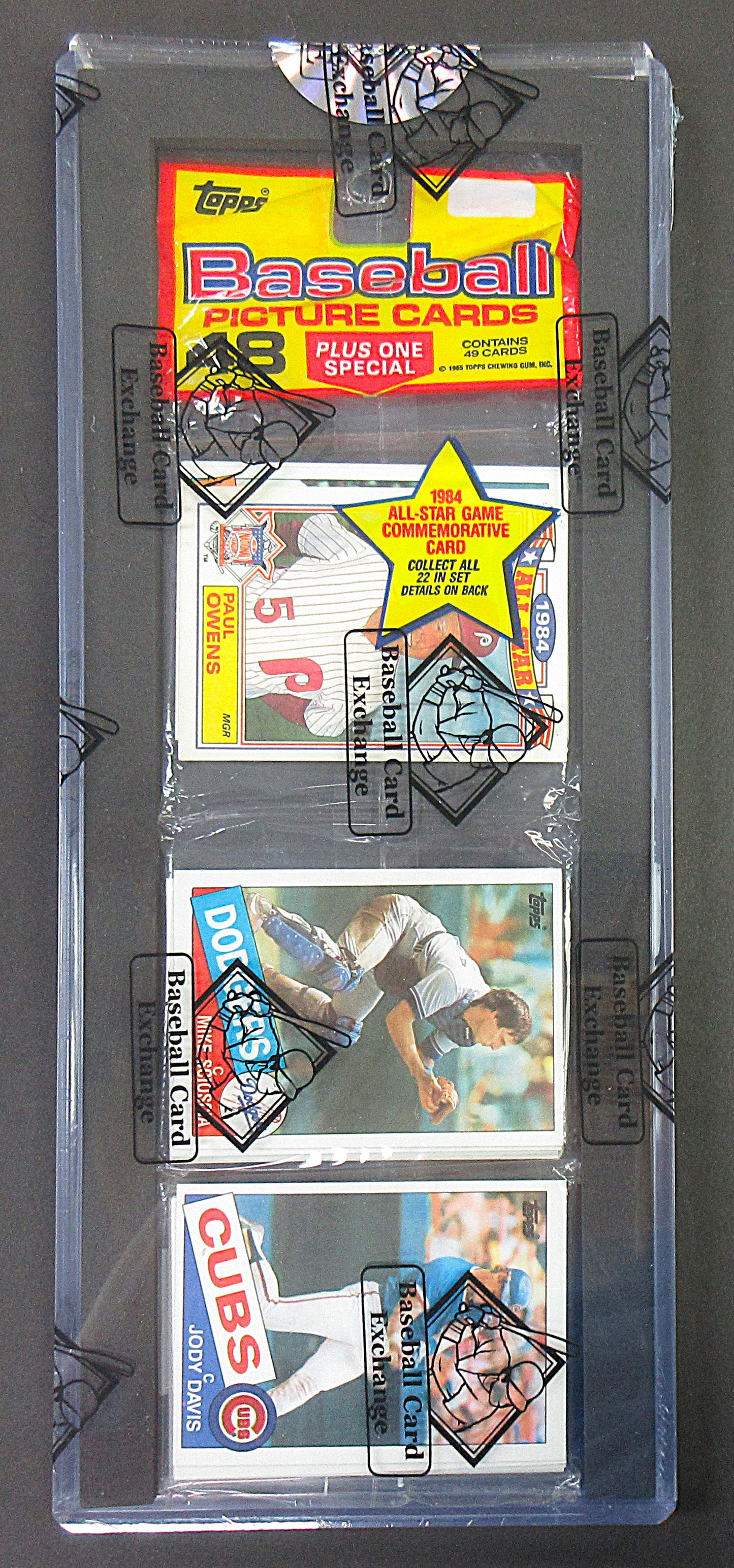 1985 Topps Baseball Unopened Rack Pack (Roger Clemens RC Back) (BBCE) (27752)
