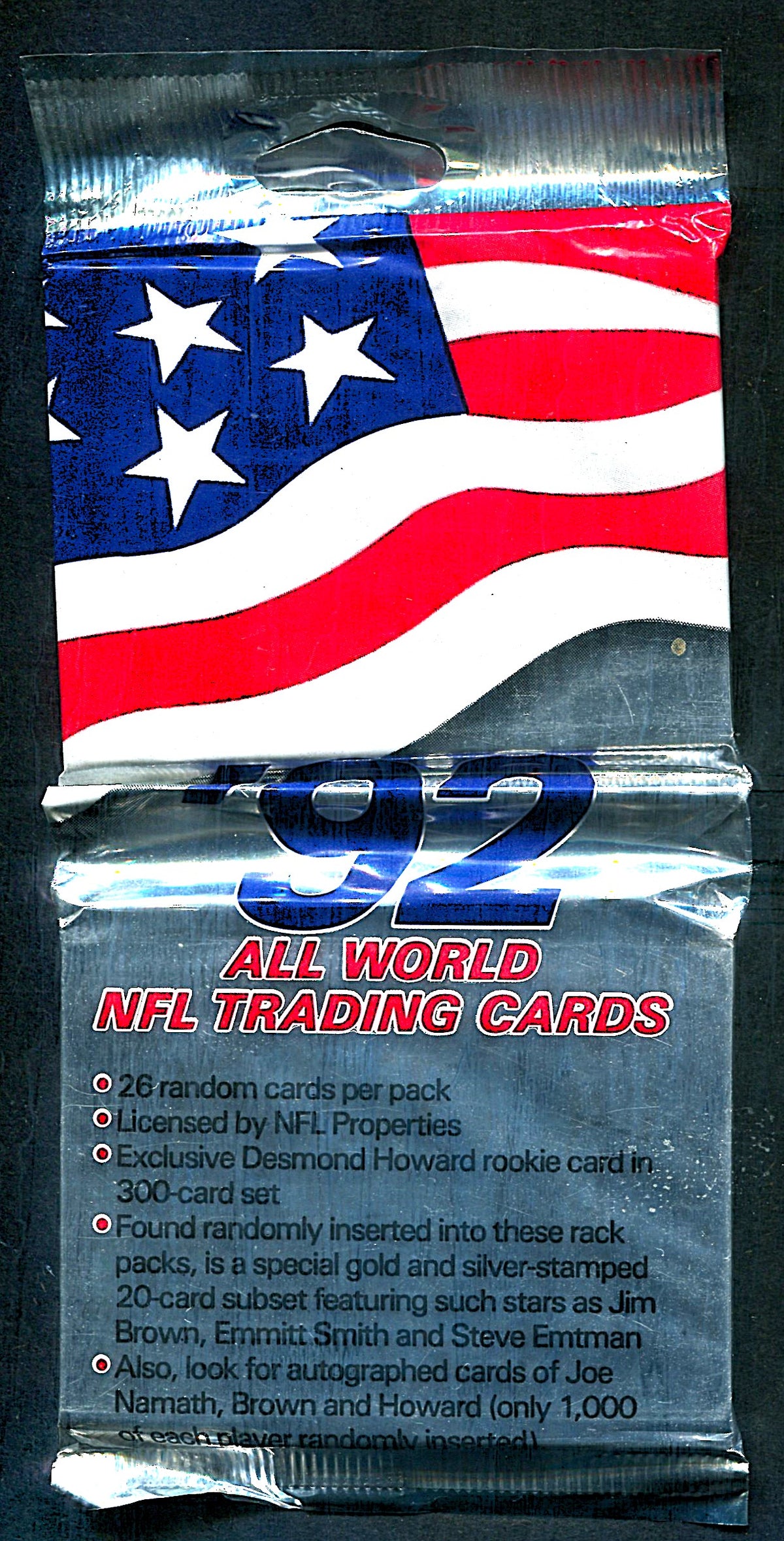 1992 All World Football Unopened Jumbo Pack (26)