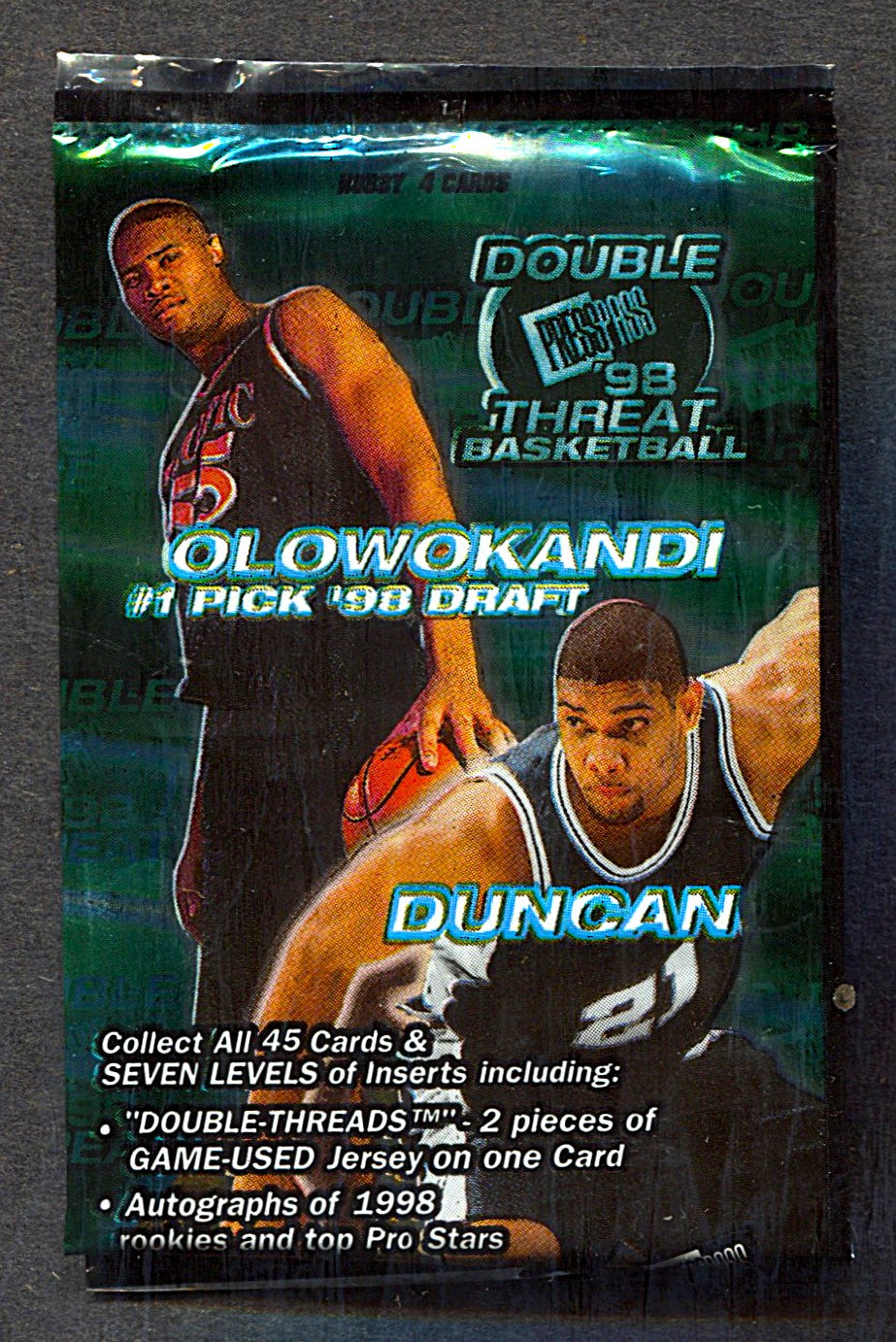 1998/99 Press Pass Double Threat Basketball Unopened Pack (Hobby) (4)