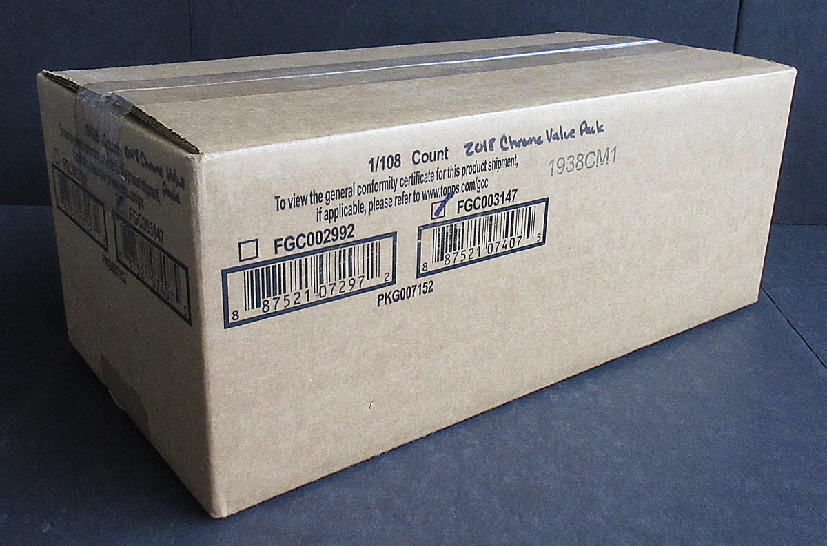 2018 Topps Chrome Baseball Value Pack Case (108) (Sealed)