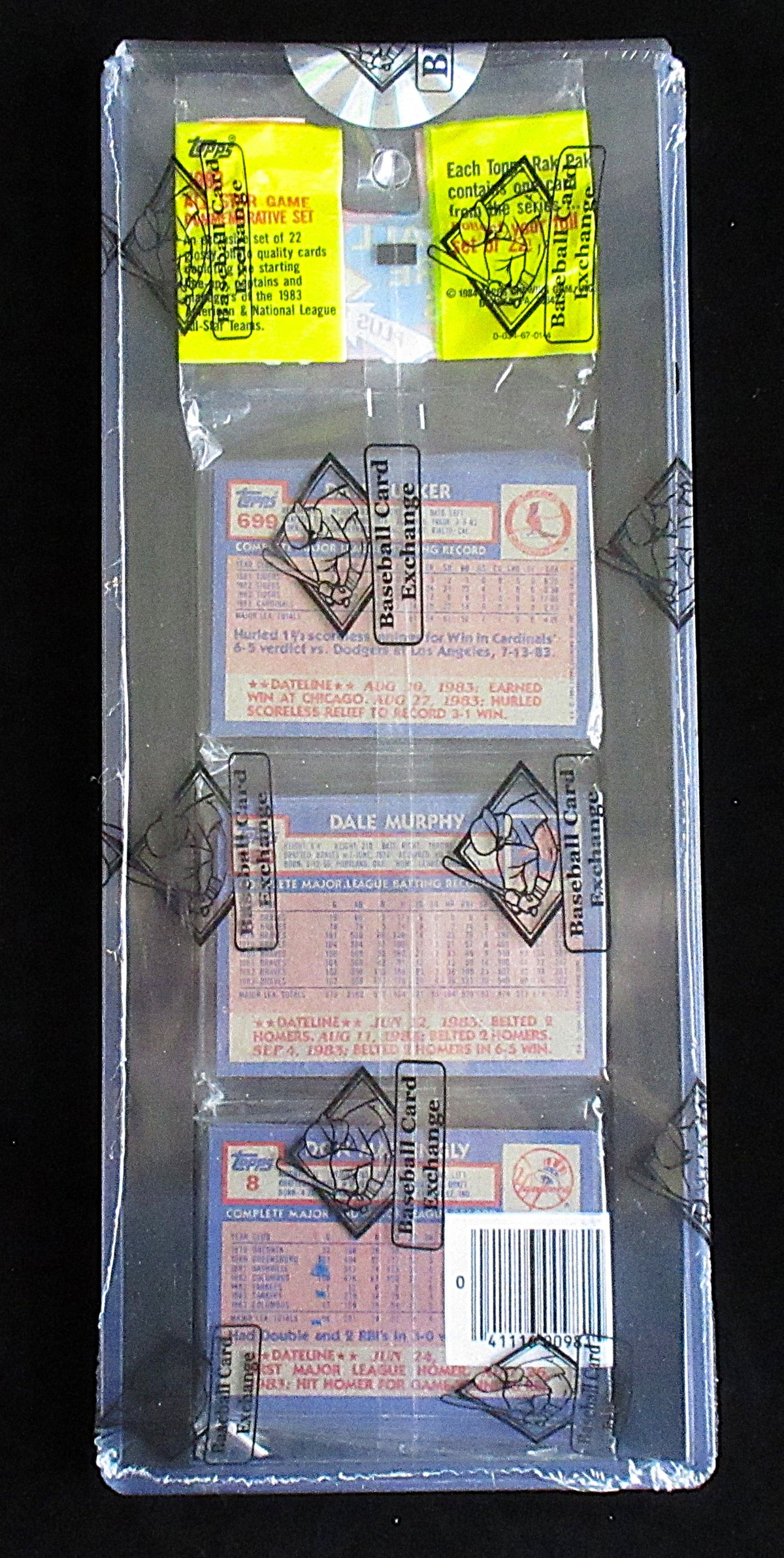 1984 Topps Baseball Unopened Rack Pack (Mattingly RC Back) (BBCE) (28056)