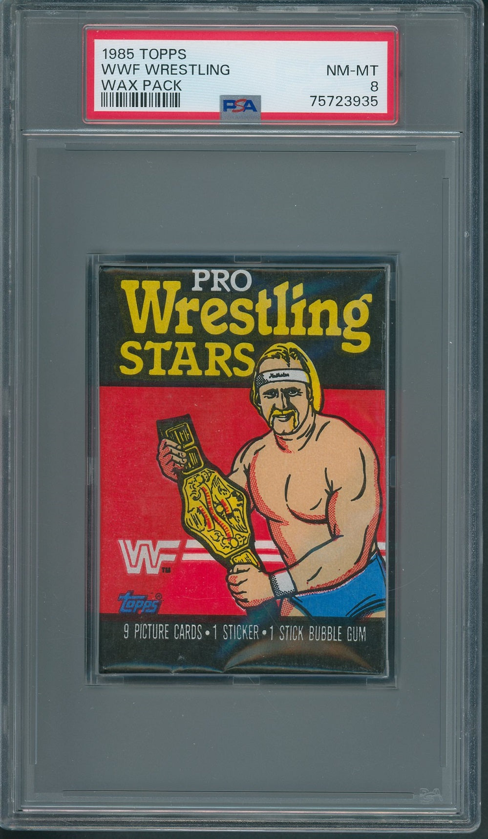 1985 Topps WWF Pro Wrestling Stars Unopened Wax Pack PSA 8