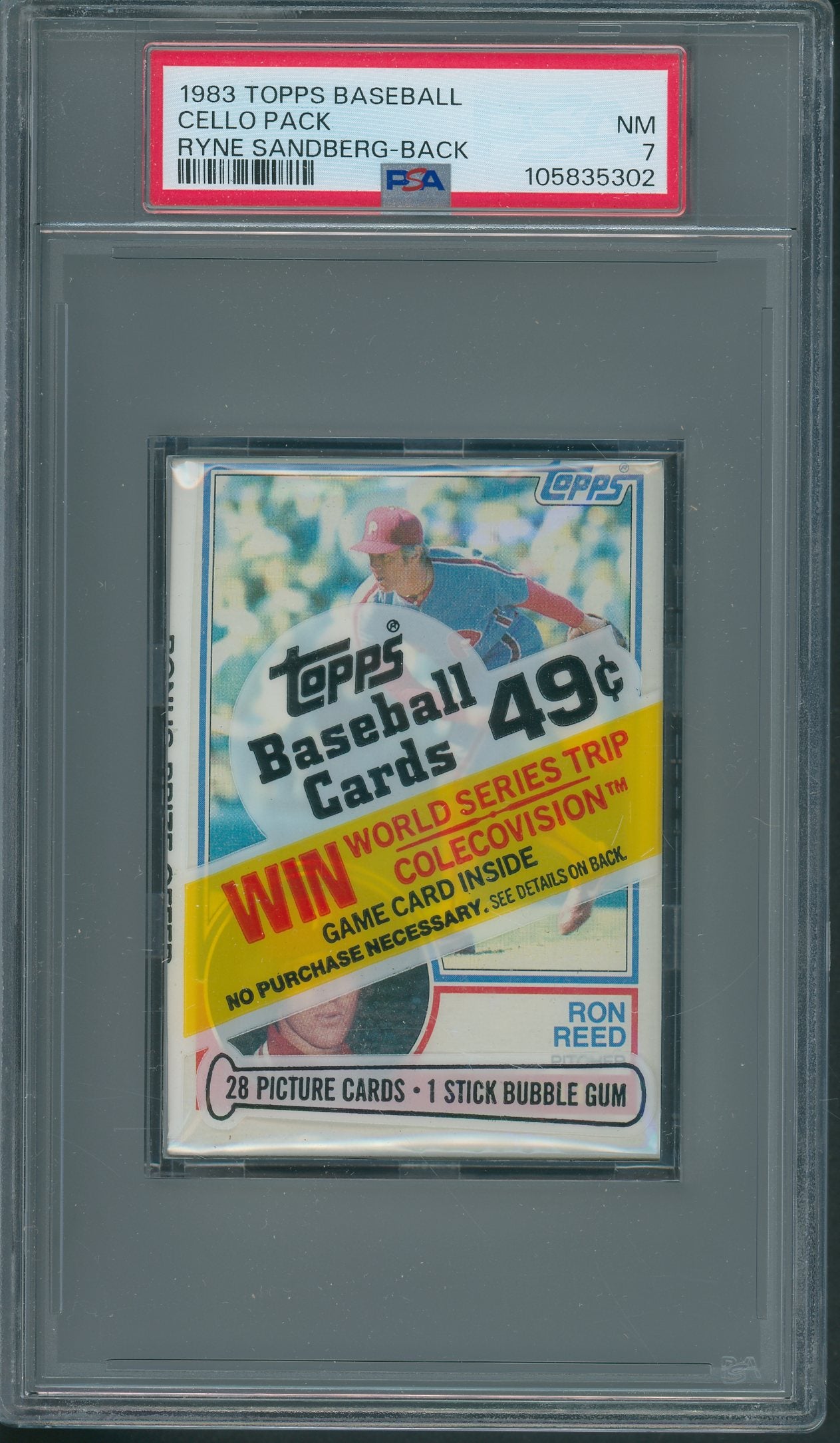 1983 Topps Baseball Unopened Cello Pack PSA 7 Sandberg Back *5302
