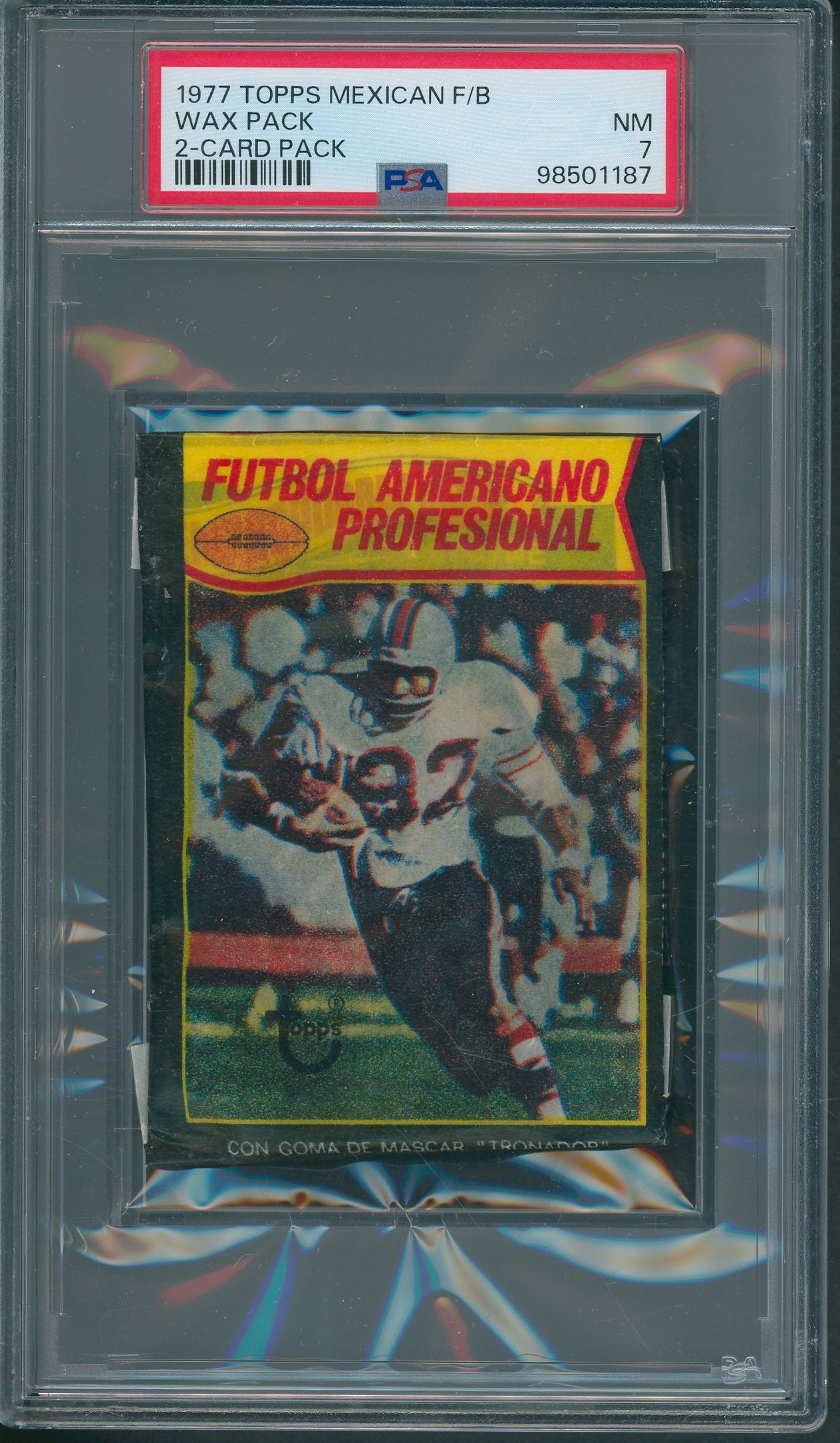 1977 Topps Mexican Football Unopened 2 Card Wax Pack PSA 7 *1187