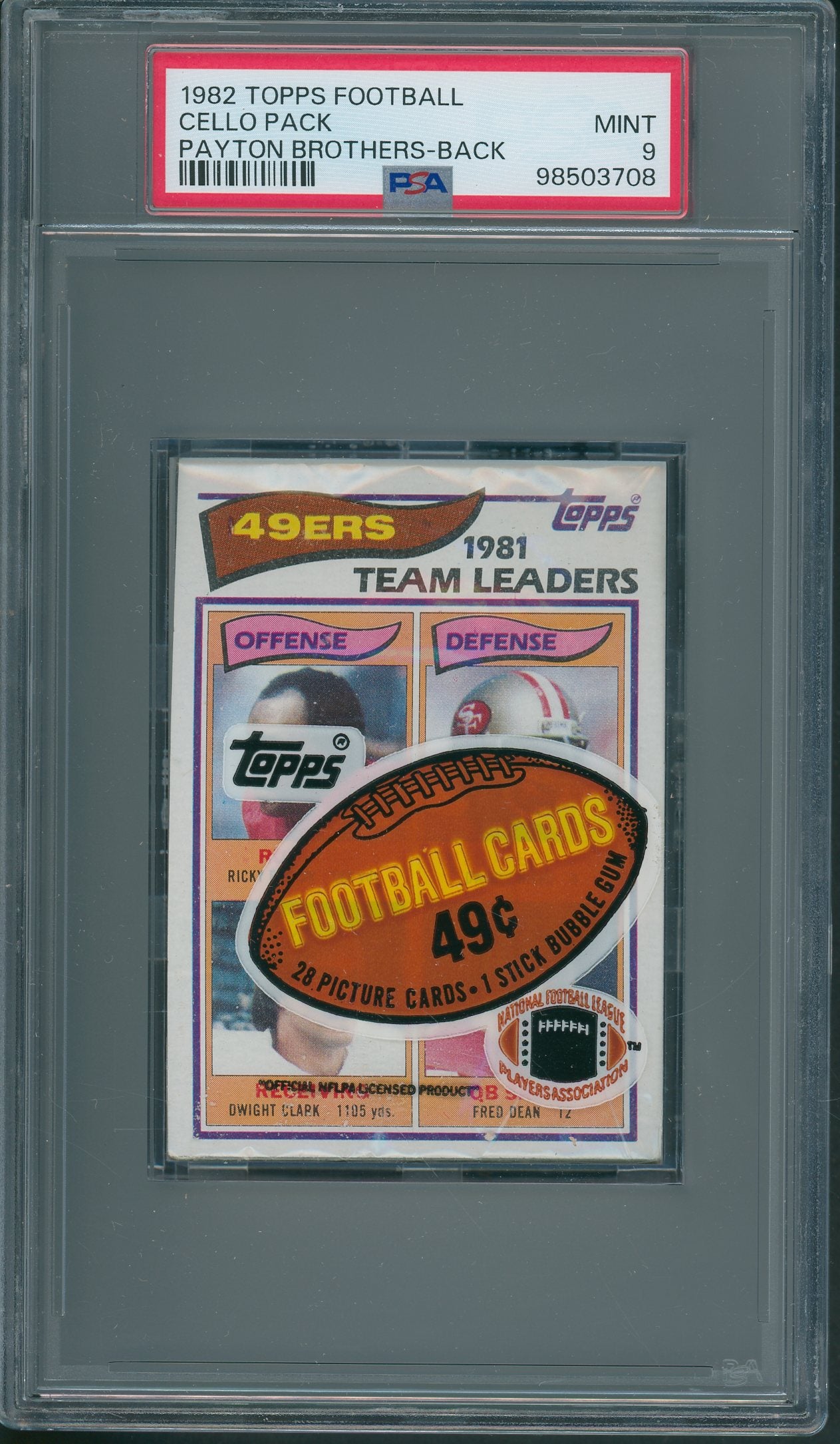 1982 Topps Football Unopened Cello Pack PSA 9 Payton Brothers Back *3708