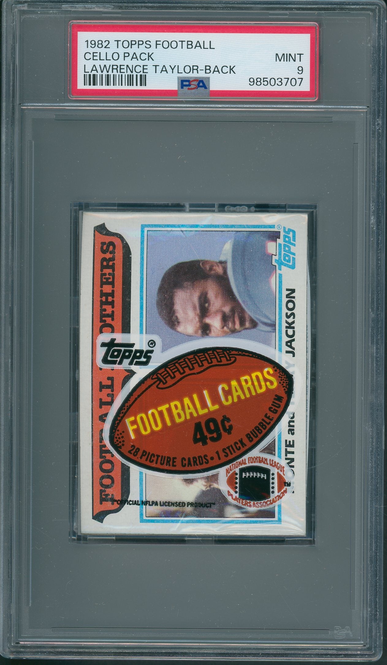 1982 Topps Football Unopened Cello Pack PSA 9 Taylor Back *3707