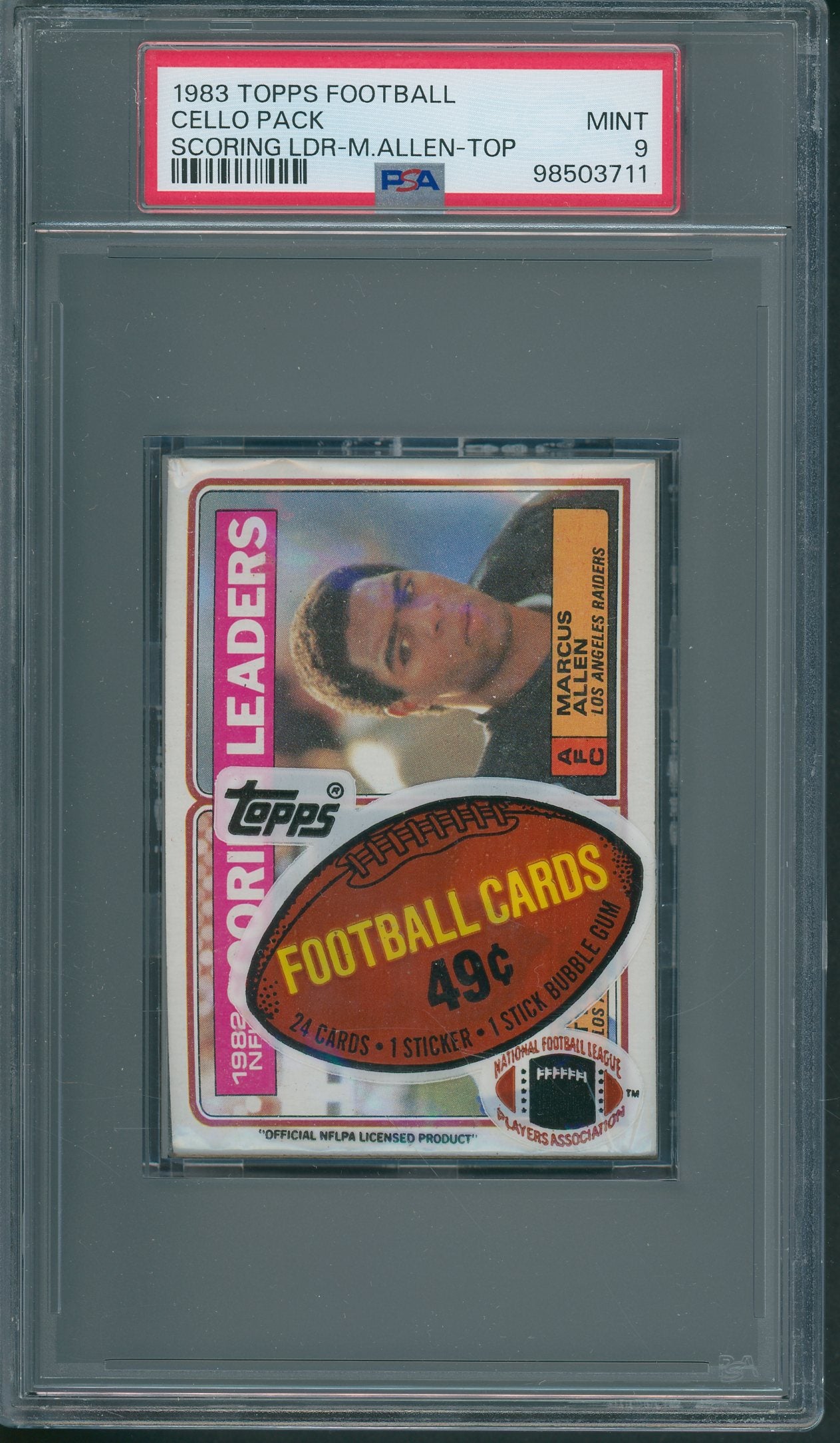 1983 Topps Football Unopened Cello Pack PSA 9 Scoring Leader Top *3711