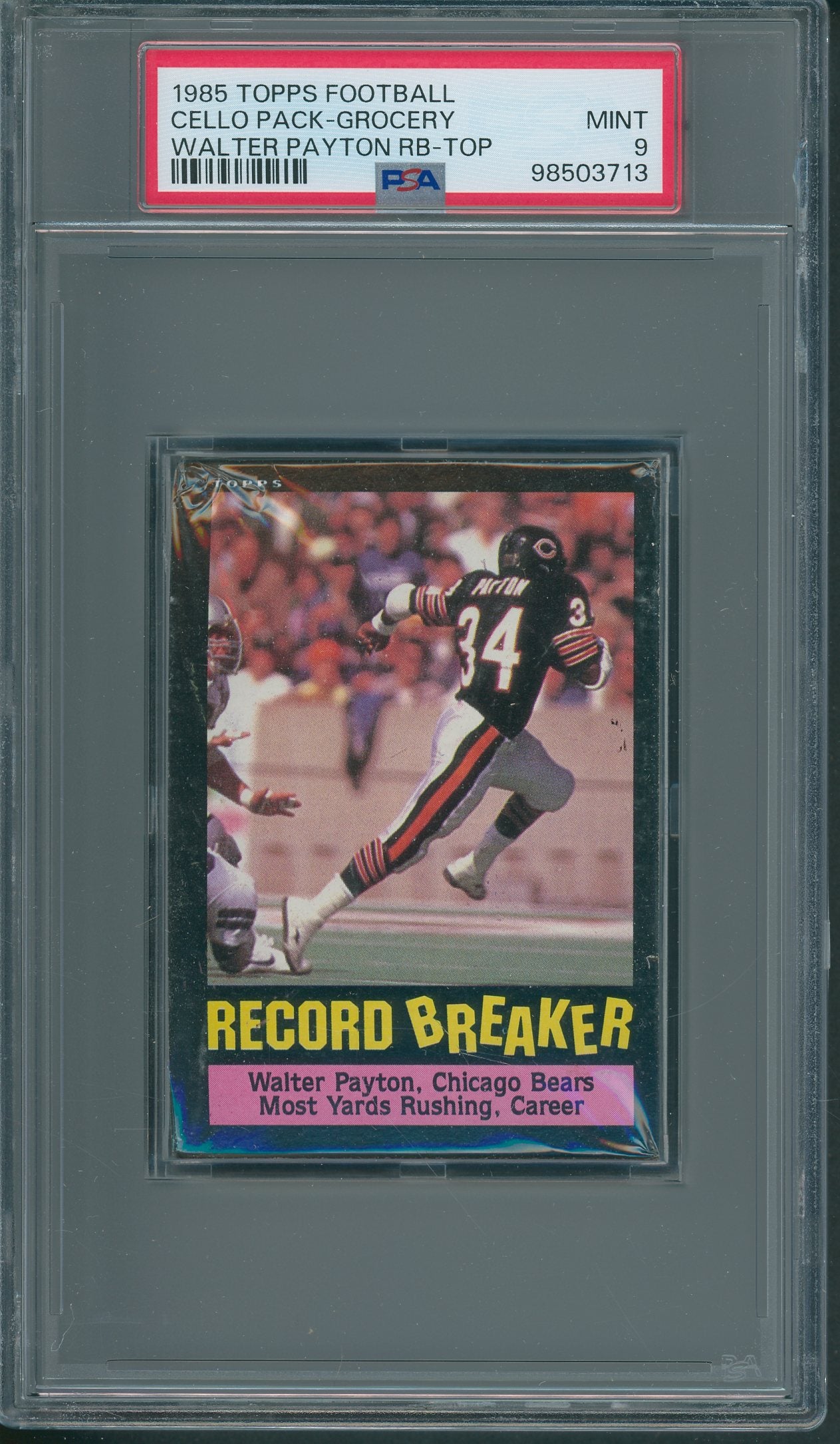 1985 Topps Football Unopened Grocery Cello Pack PSA 9 Payton RB Top *3713