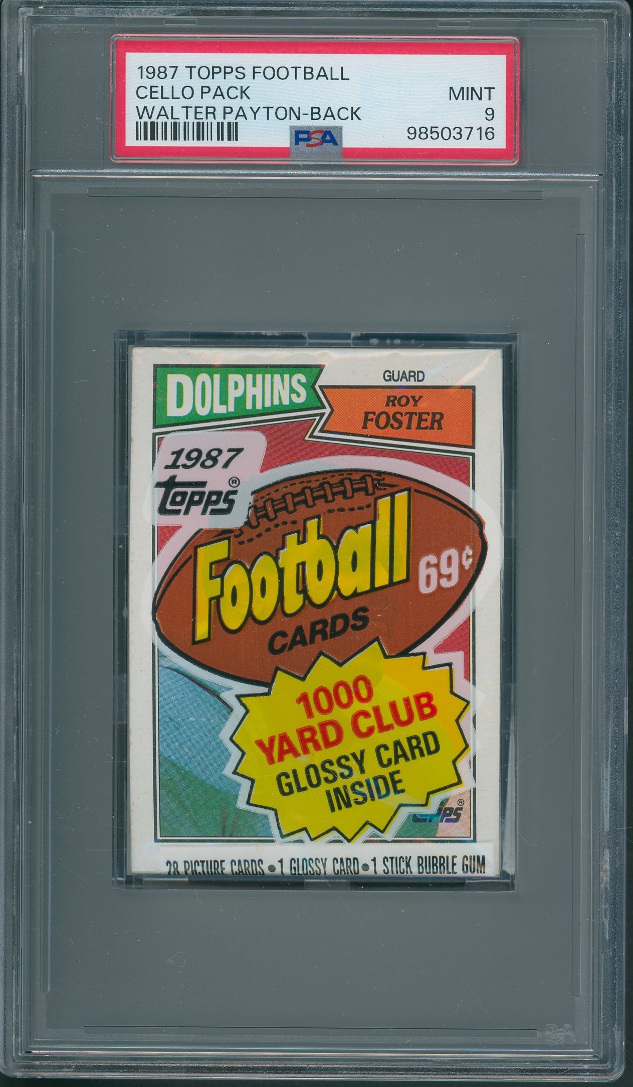 1987 Topps Football Unopened Cello Pack PSA 9 Payton Back *3716