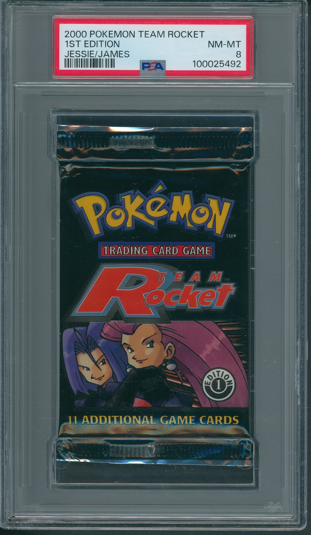 2000 Pokemon Team Rocket 1st Edition Pack PSA 8 Jessie/James *5492