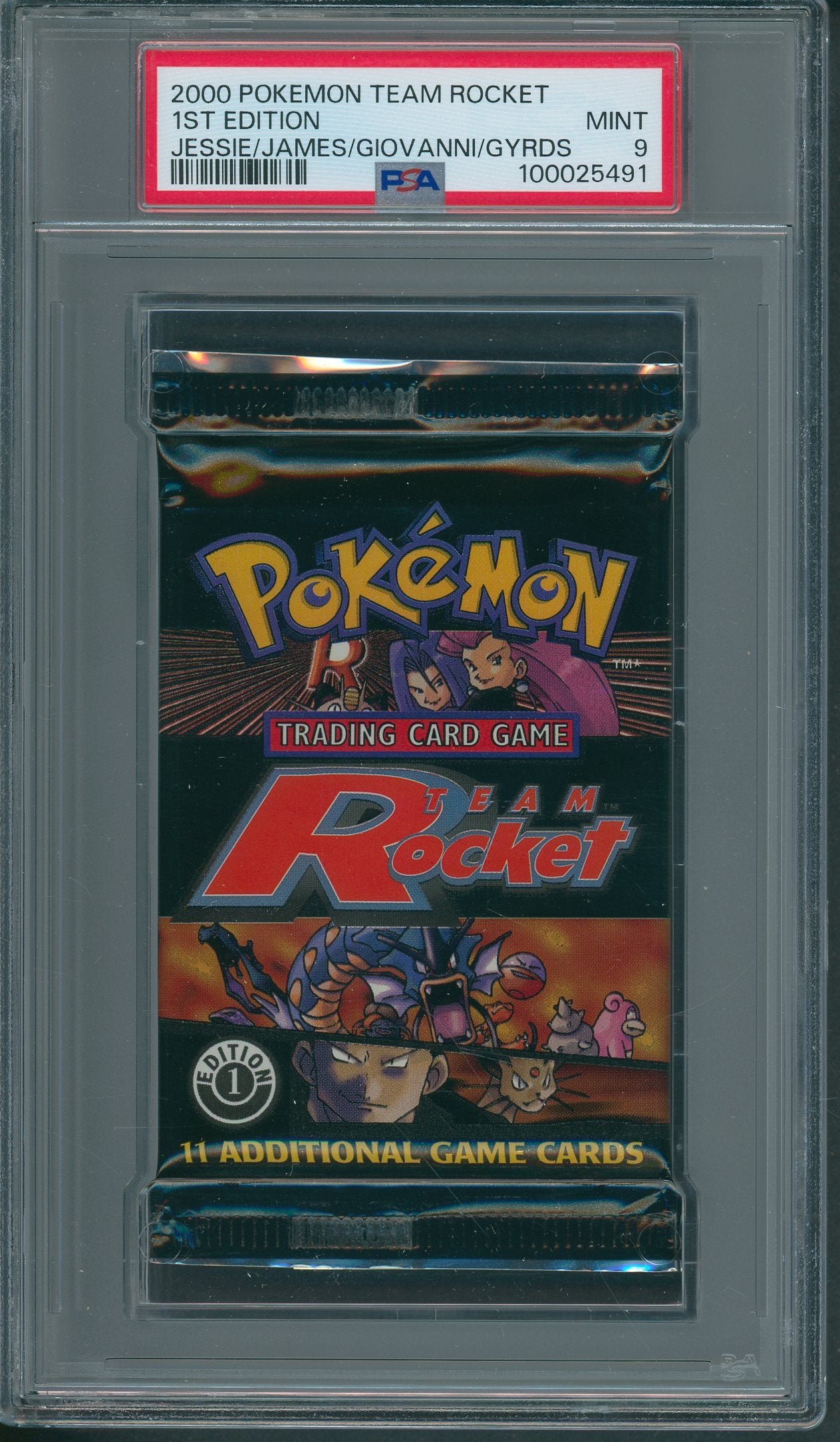 2000 Pokemon Team Rocket 1st Edition Pack PSA 9 Jessie/James/Giovanni/Gyarados *5491