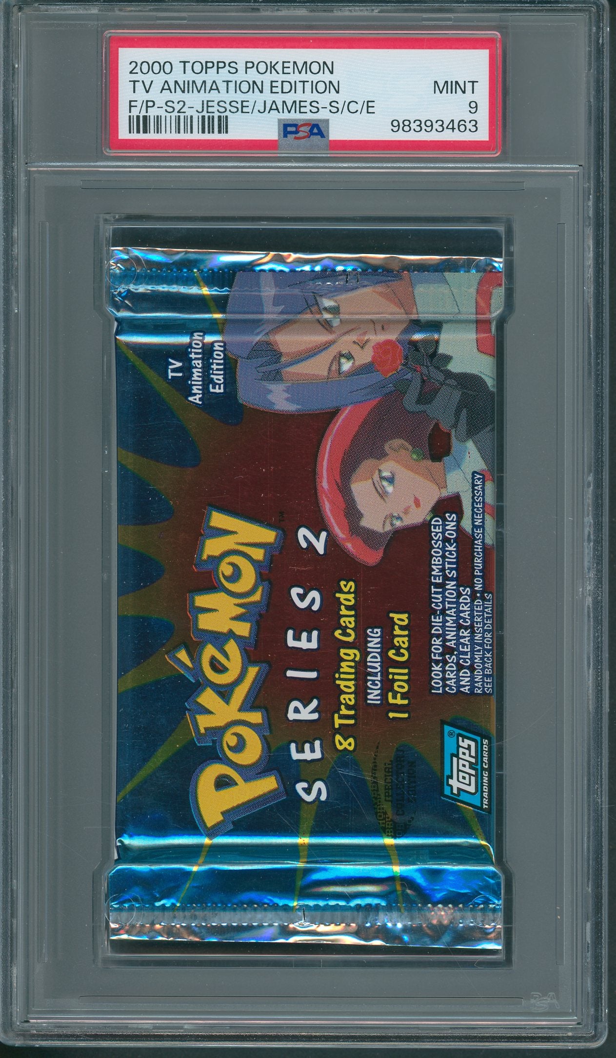 2000 Topps Pokemon TV Animation Edition Series 2 Pack PSA 9 Jesse/James Special Collectors Edition *3463