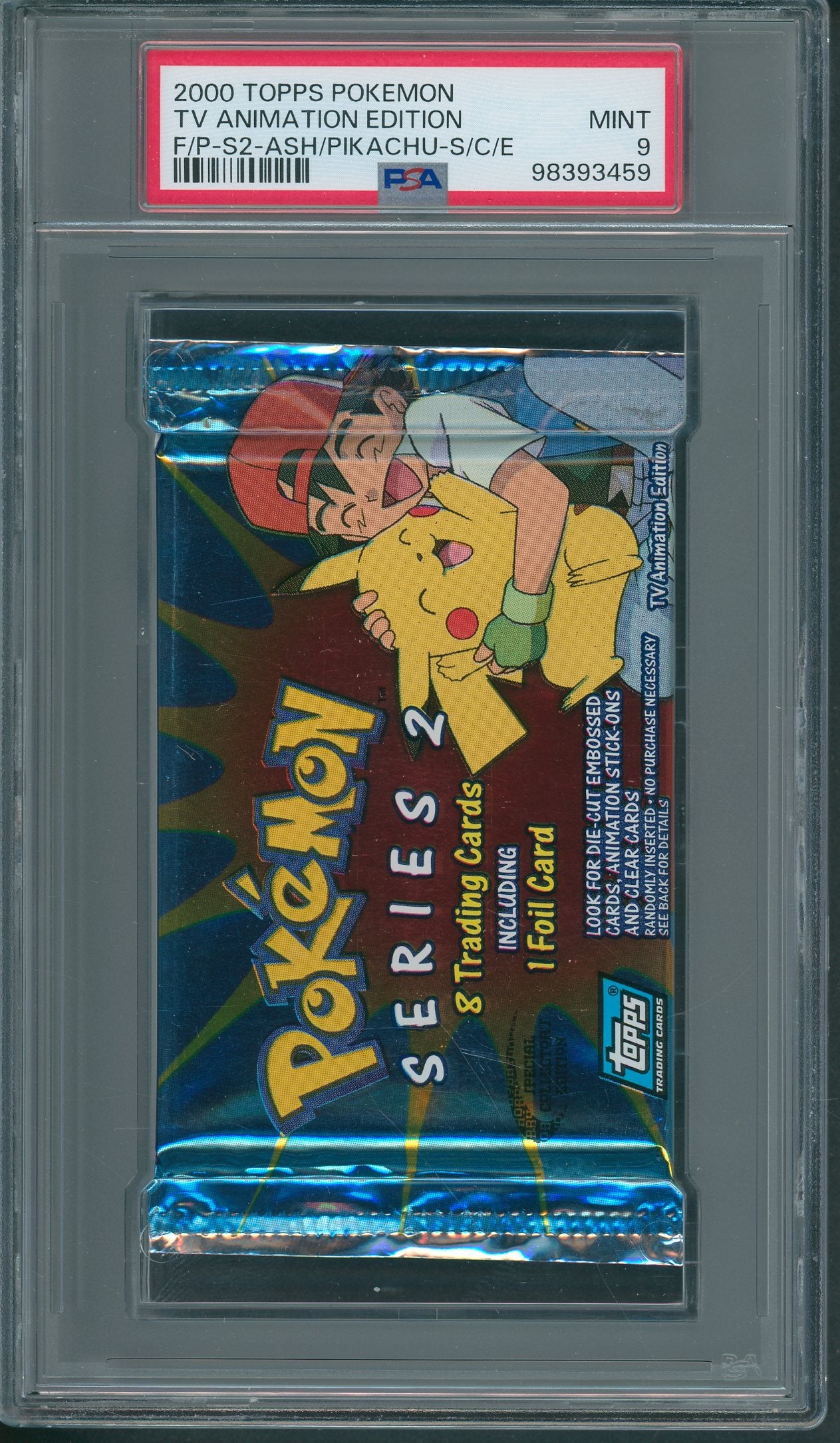 2000 Topps Pokemon TV Animation Edition Series 2 Pack PSA 9 Ash/Pikachu Special Collectors Edition *3459