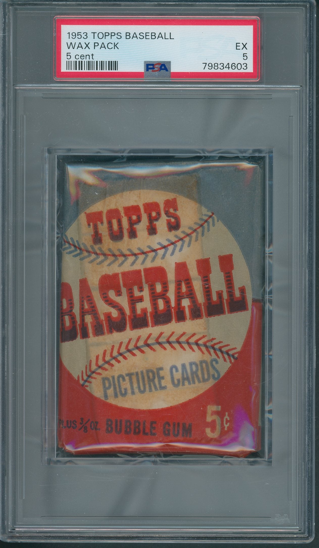 1953 Topps Baseball Unopened 5 Cent Wax Pack PSA 5