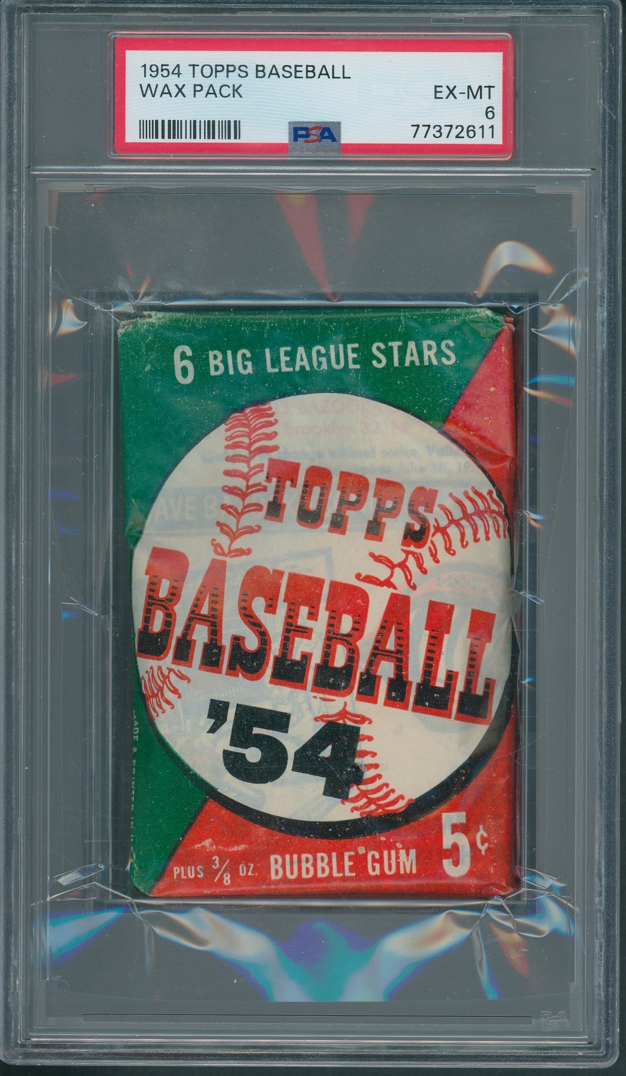 1954 Topps Baseball Unopened 5 Cent Wax Pack PSA 6 *2611